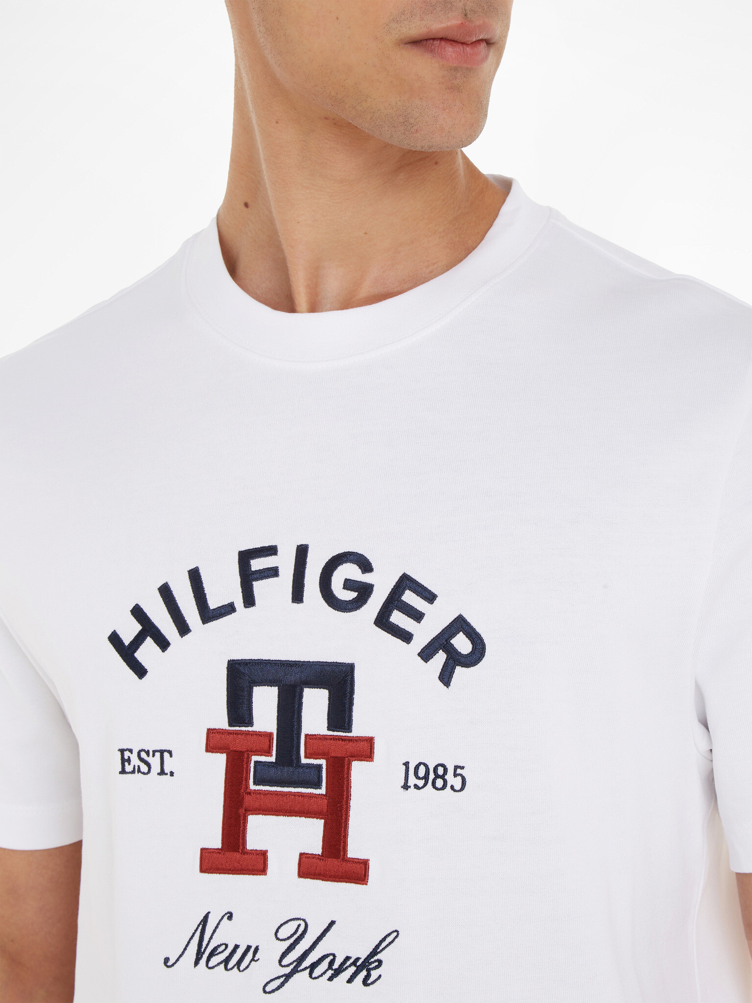 Tommy Hilfiger Curved Monogram Triko Bílá - Pepit.cz