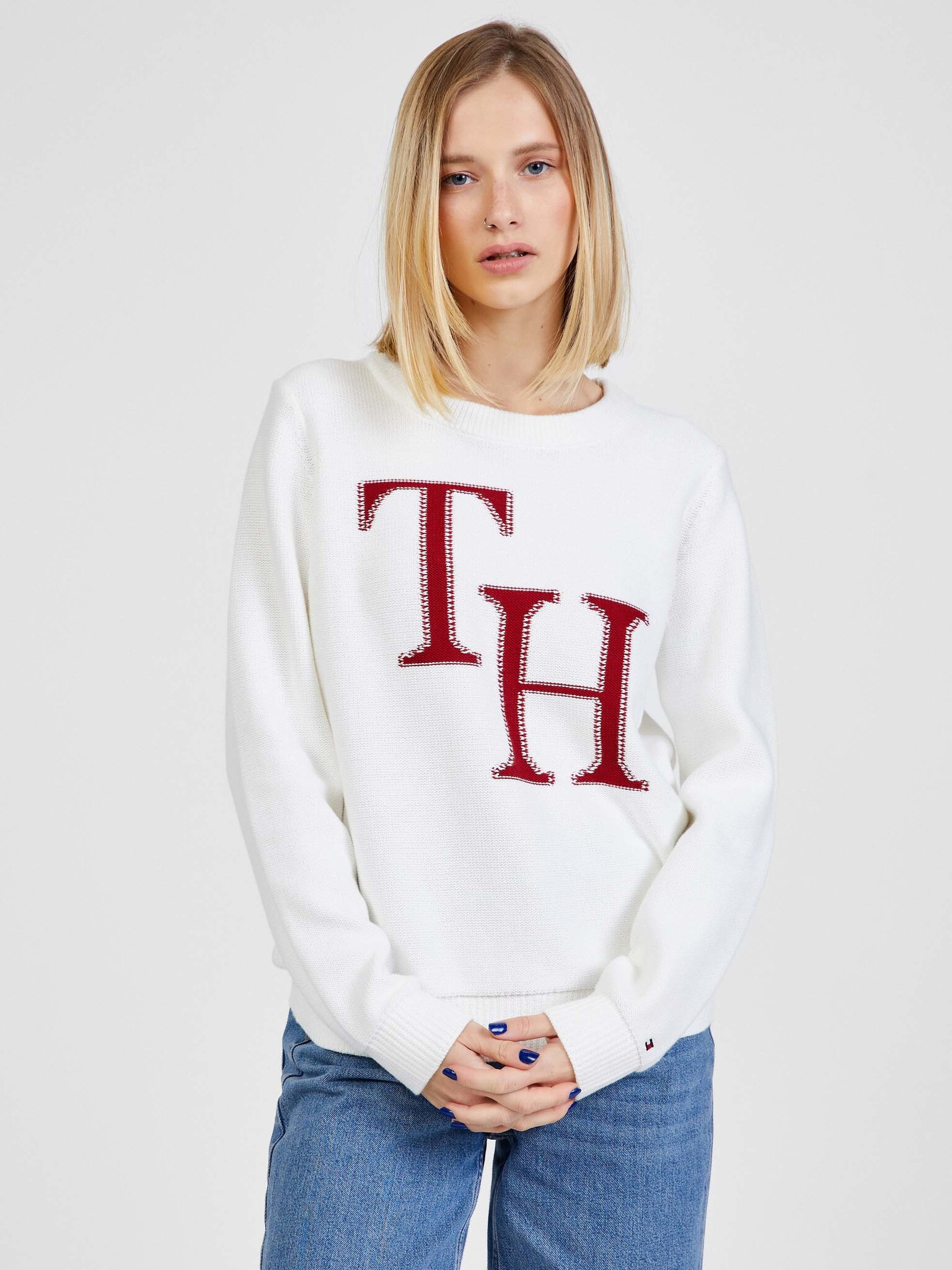 Tommy Hilfiger Graphic Svetr Bílá - Pepit.cz