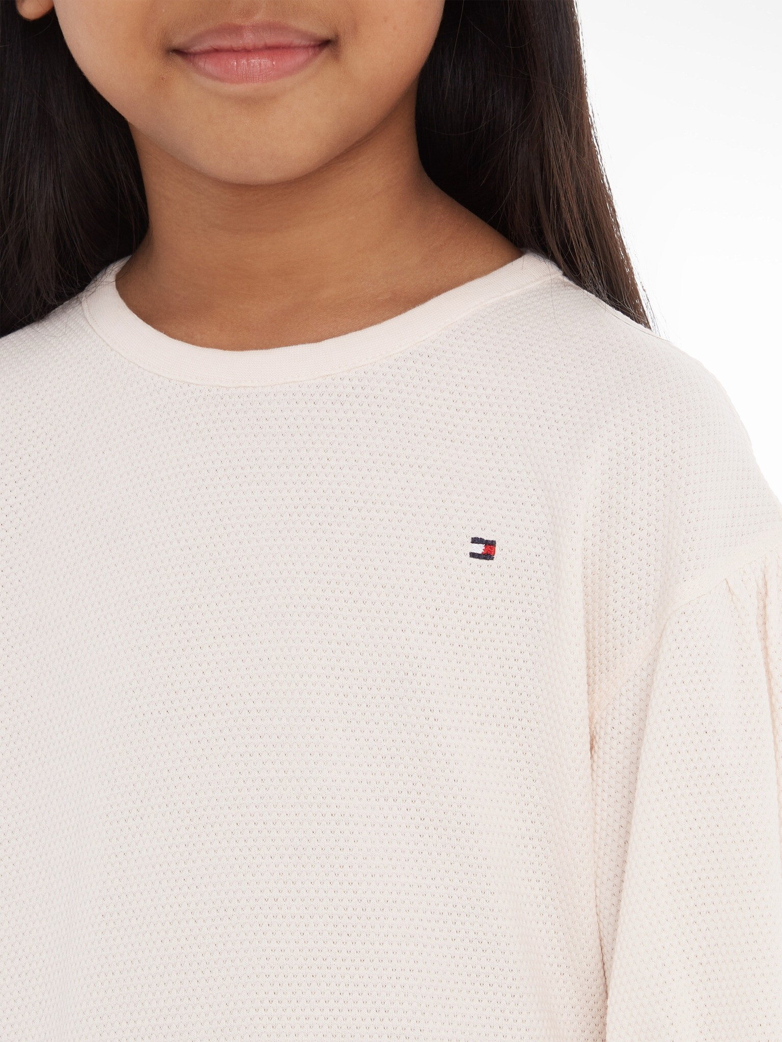 Tommy Hilfiger Structured Knit Šaty dětské Růžová - Pepit.cz