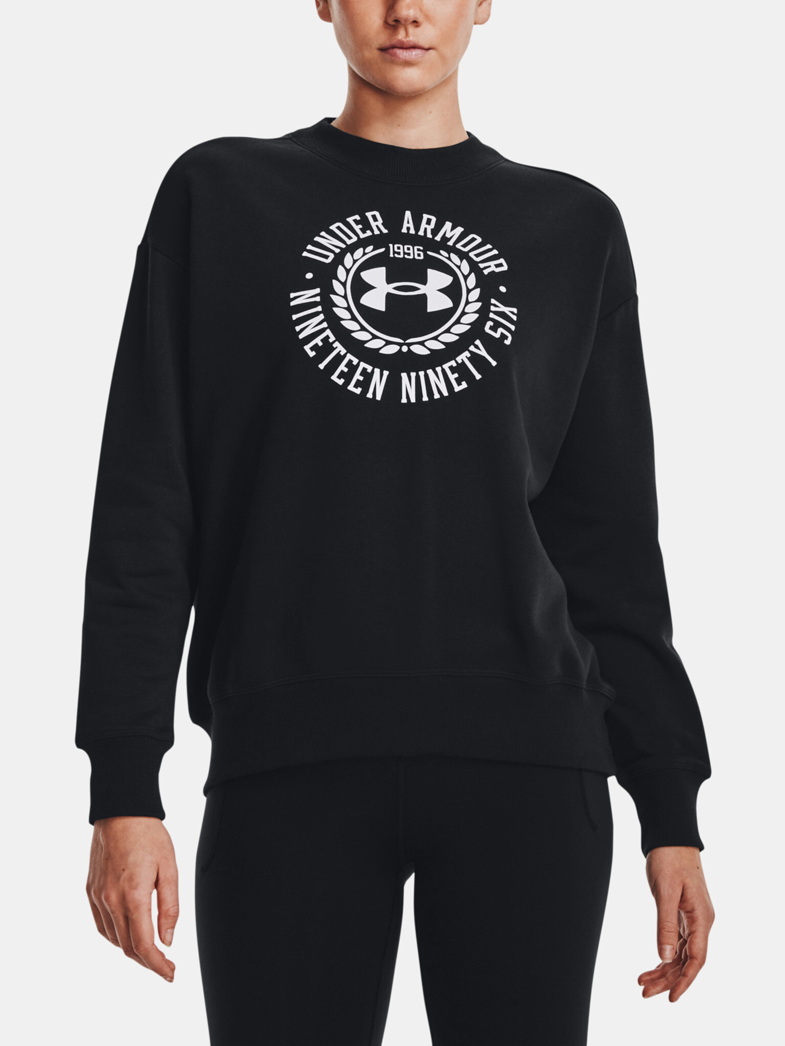 Under Armour Rival Fleece Crest Grp Crew Mikina Černá - Pepit.cz