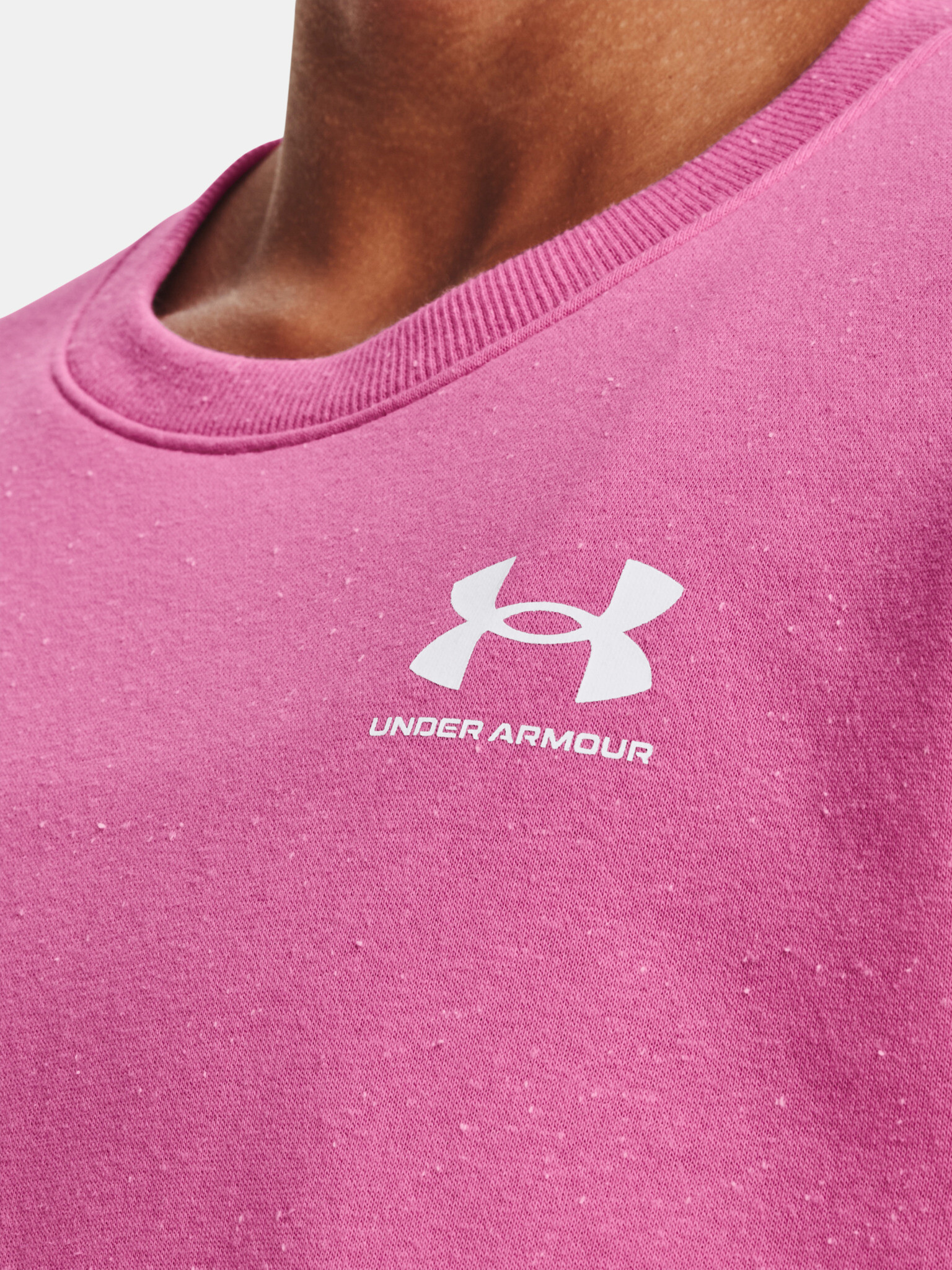 Under Armour Rival Fleece Oversize Crew Mikina Růžová - Pepit.cz