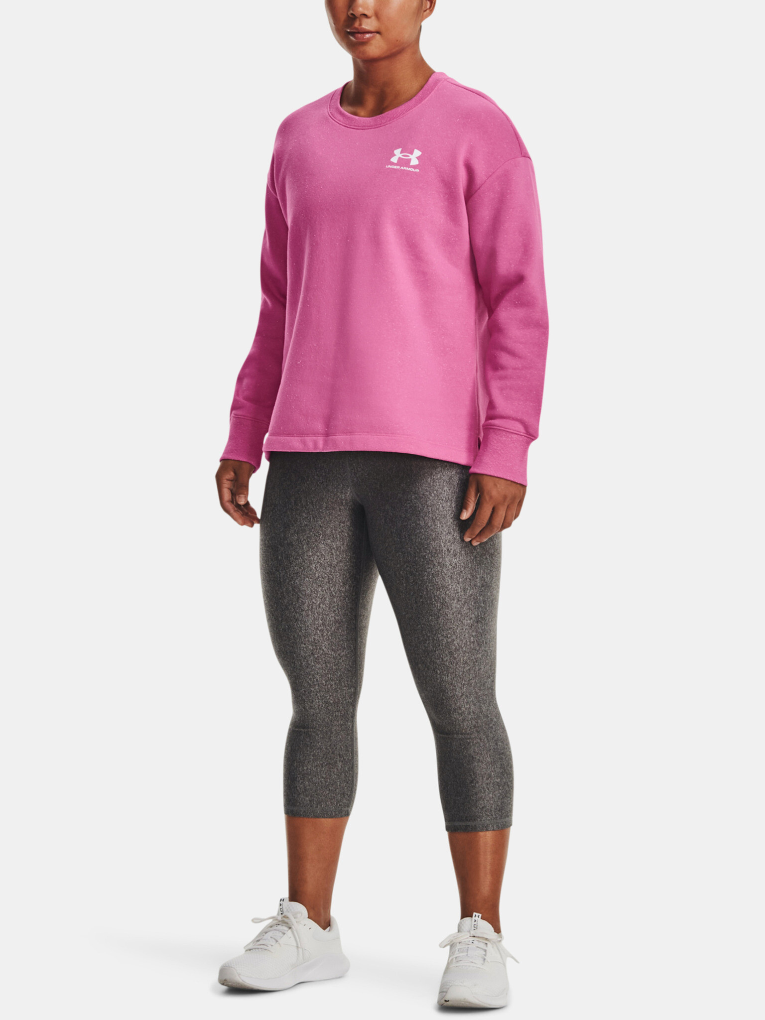 Under Armour Rival Fleece Oversize Crew Mikina Růžová - Pepit.cz