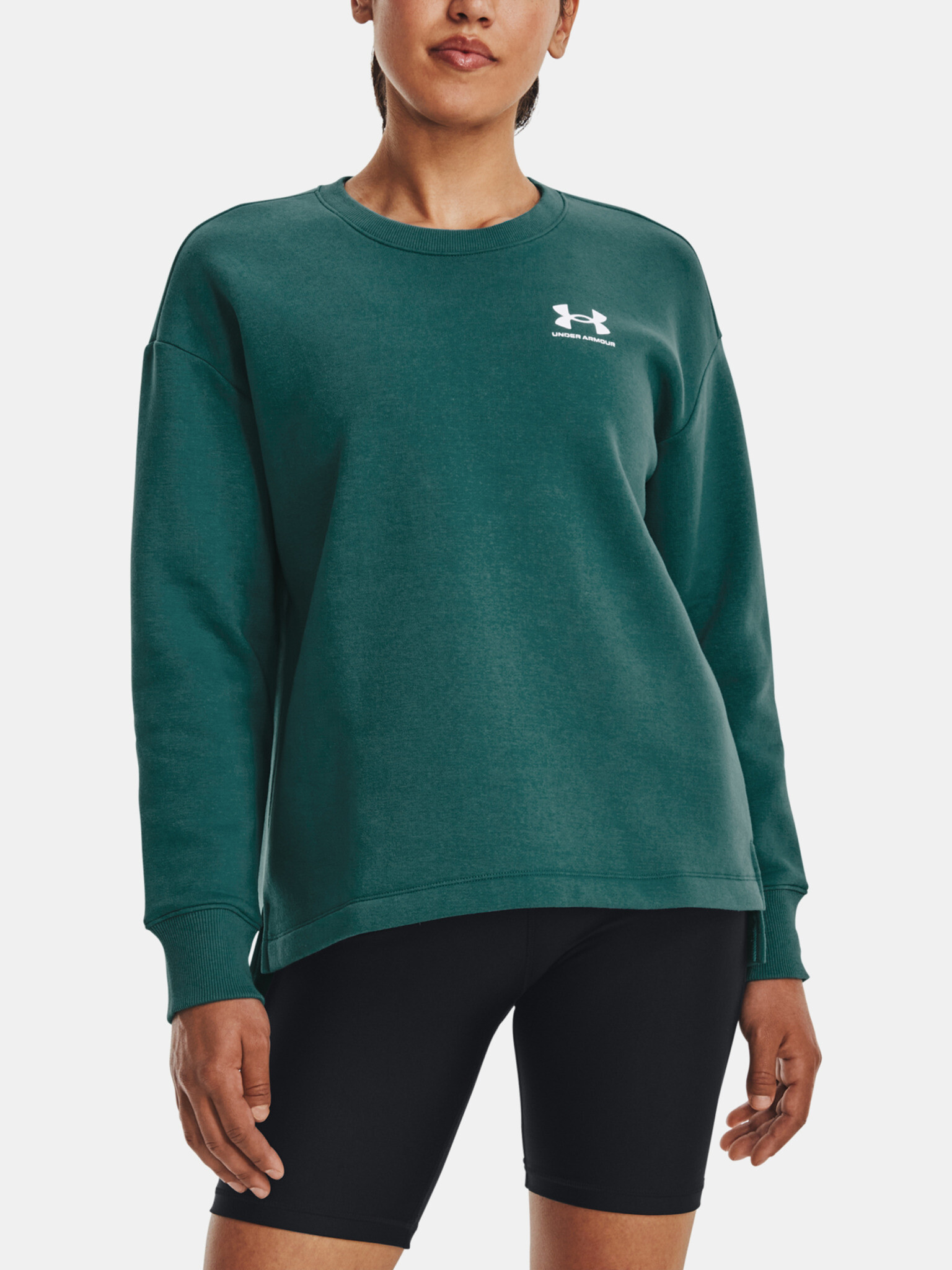 Under Armour Rival Fleece Oversize Crew Mikina Zelená - Pepit.cz