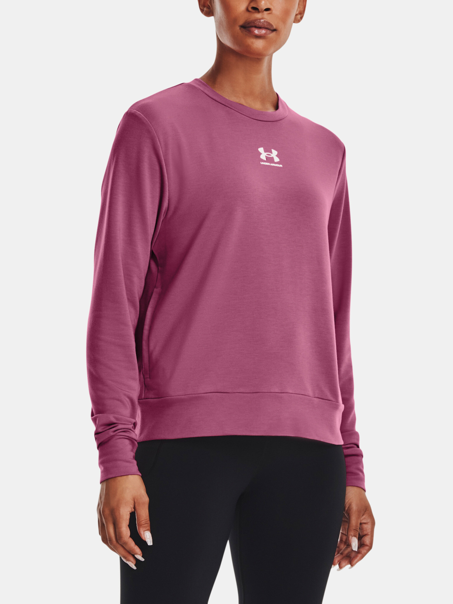 Under Armour Rival Terry Crew Triko Růžová - Pepit.cz