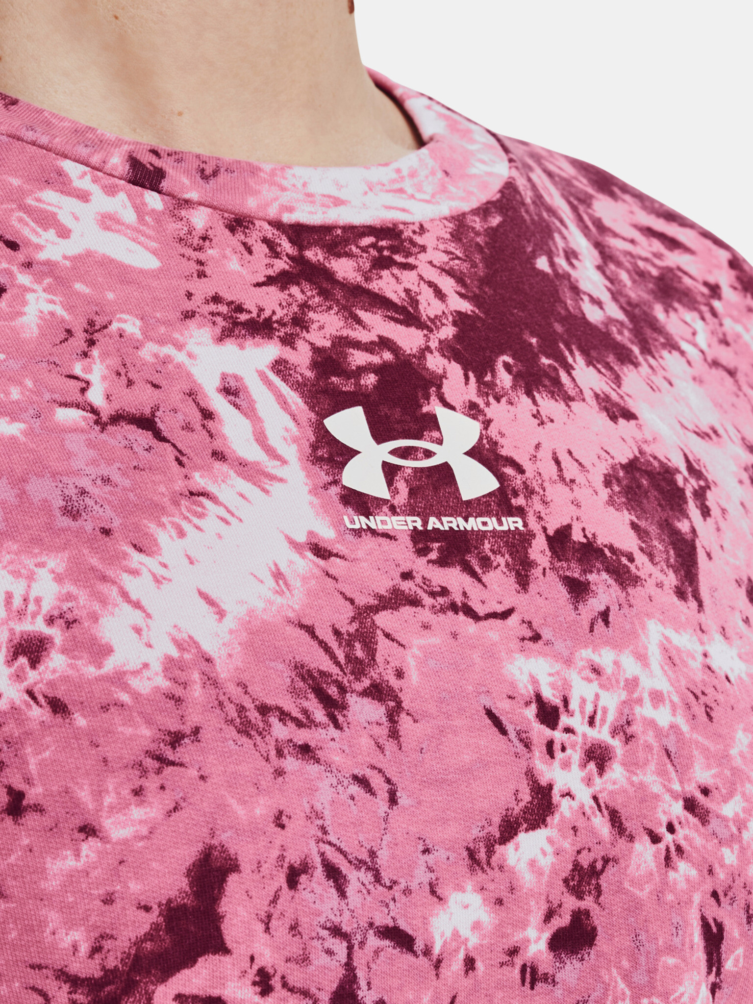 Under Armour Rival Terry Print Crew Mikina Růžová - Pepit.cz