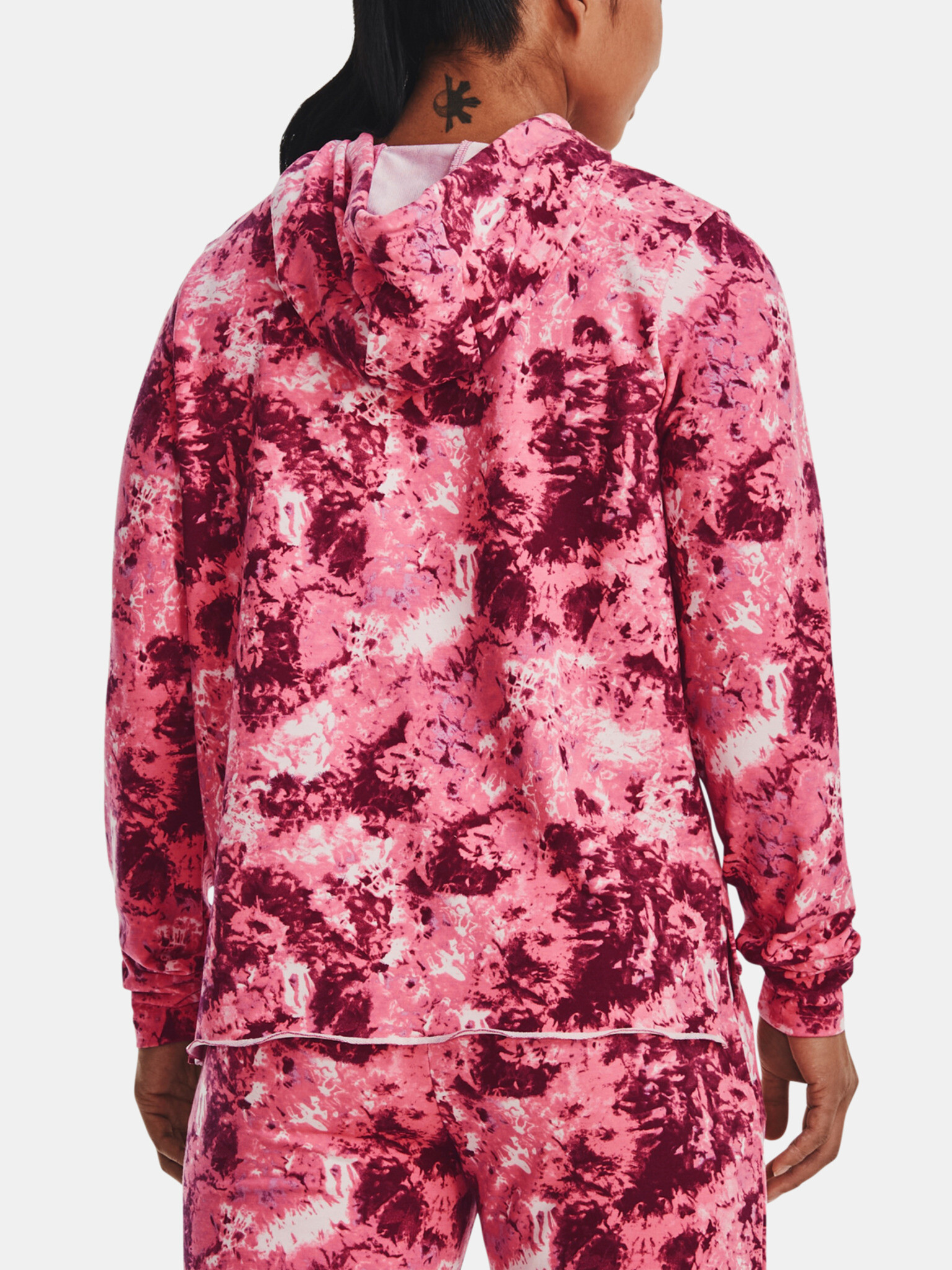 Under Armour Rival Terry Print Hoodie Mikina Růžová - Pepit.cz