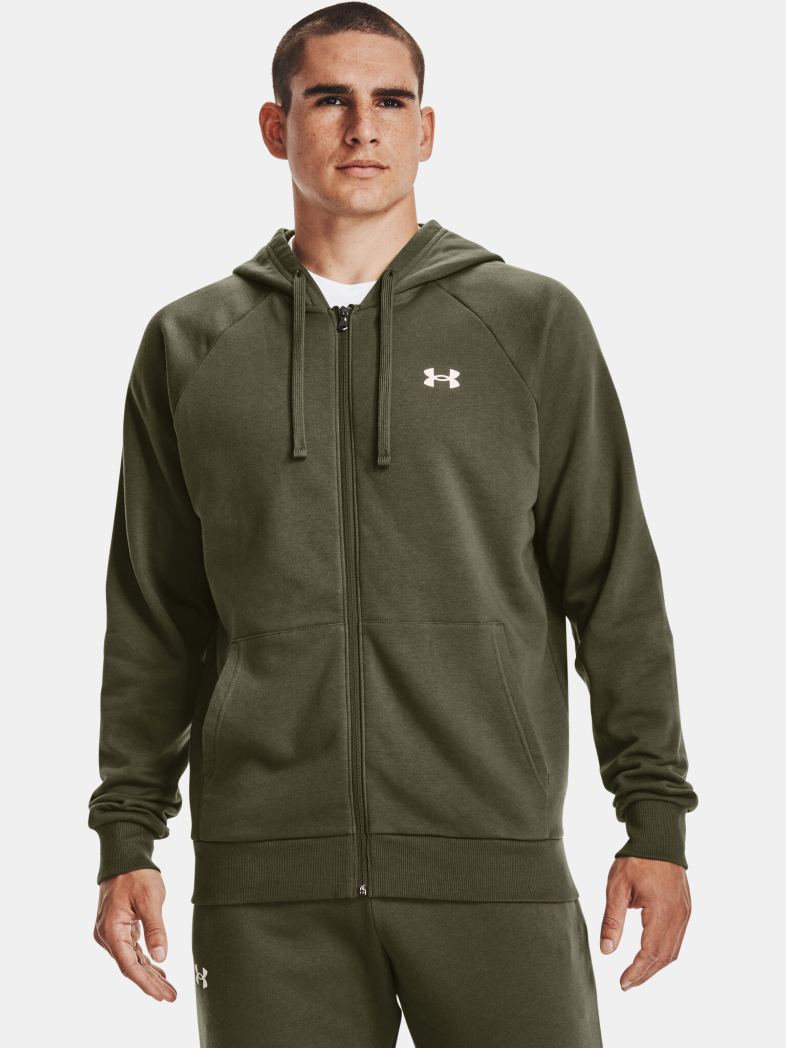 Under Armour UA Rival Cotton FZ Hoodie Mikina Zelená - Pepit.cz