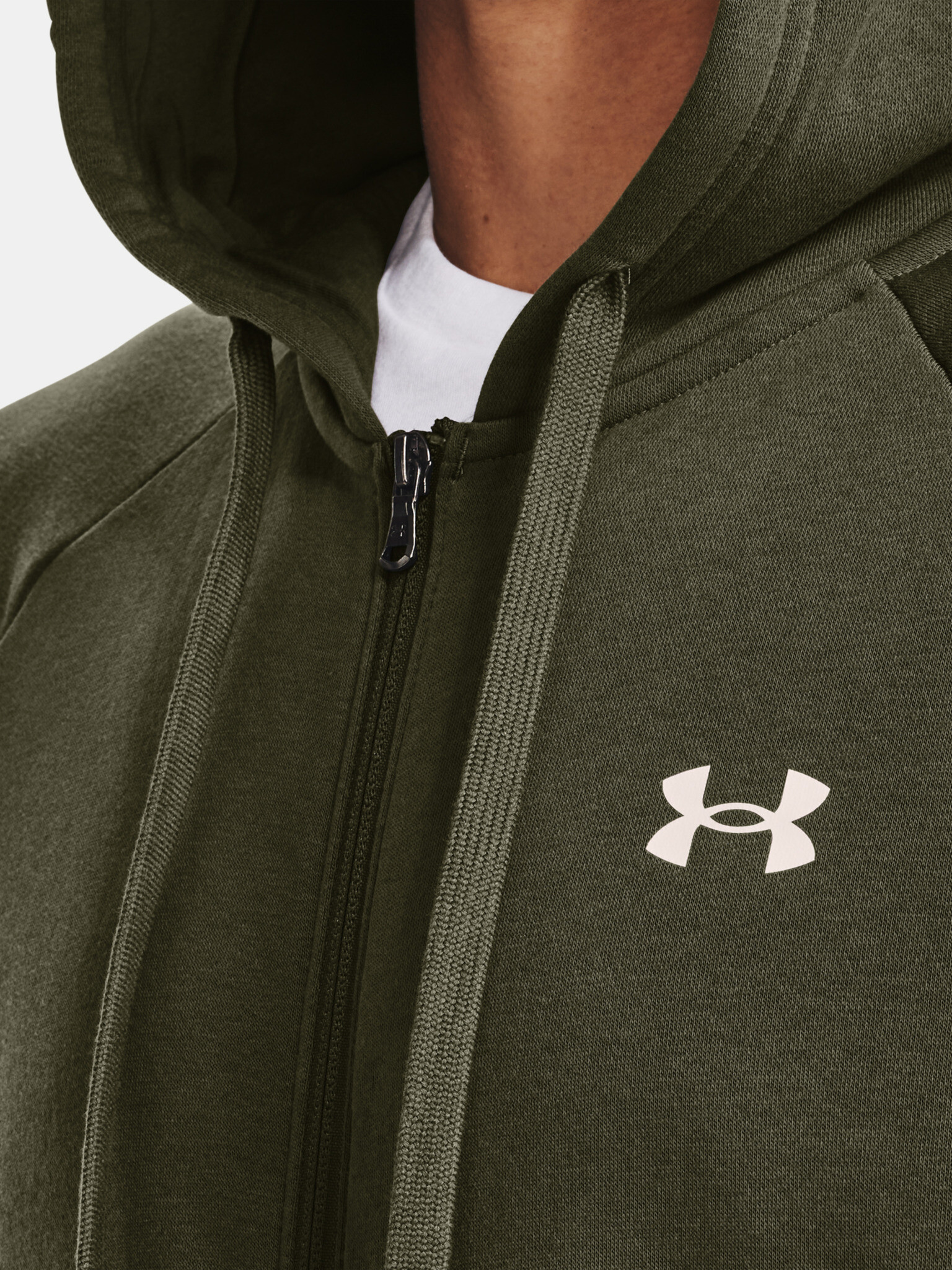 Under Armour UA Rival Cotton FZ Hoodie Mikina Zelená - Pepit.cz