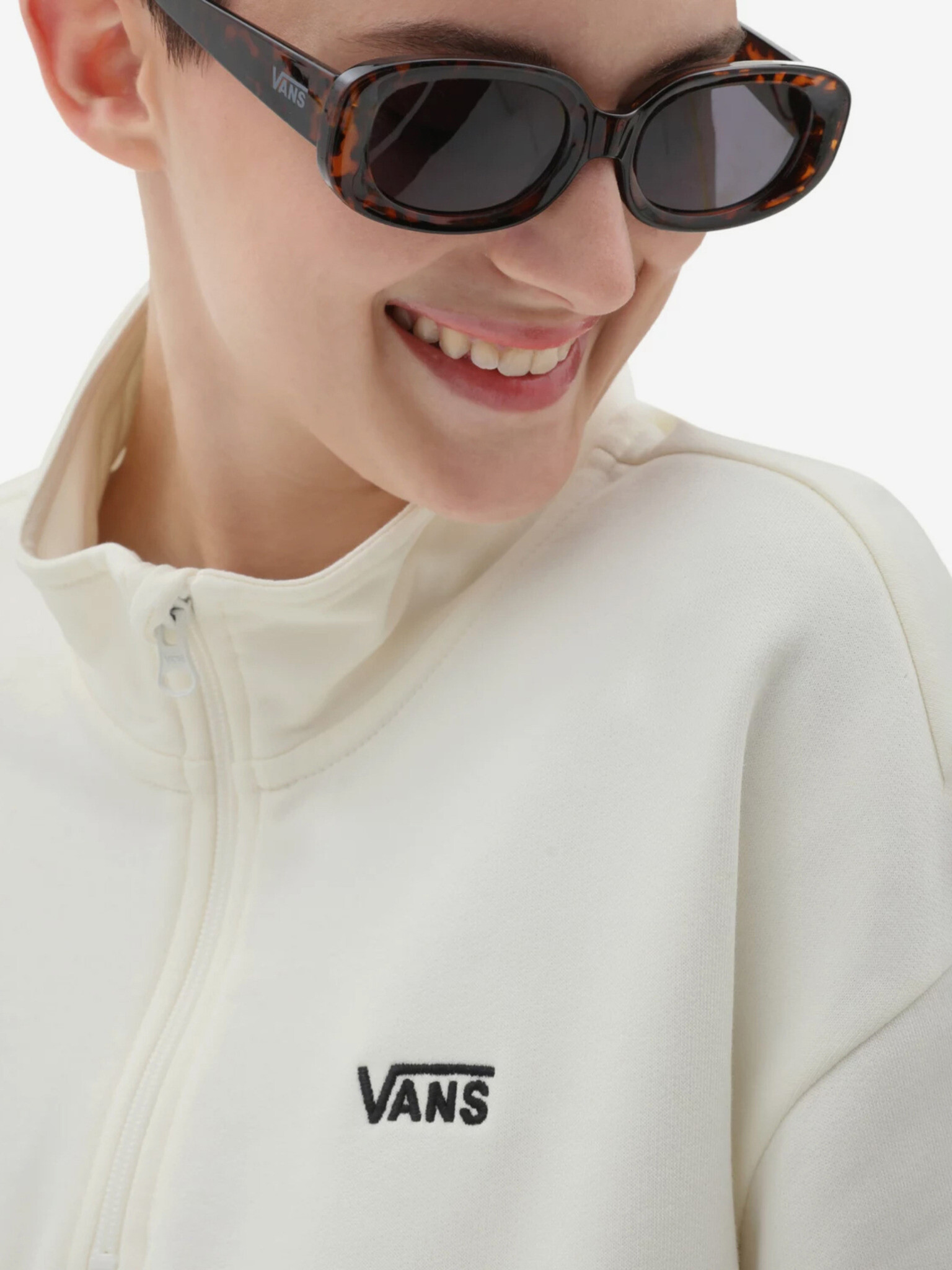 Vans Left Chest Half Zip Mikina Bílá - Pepit.cz