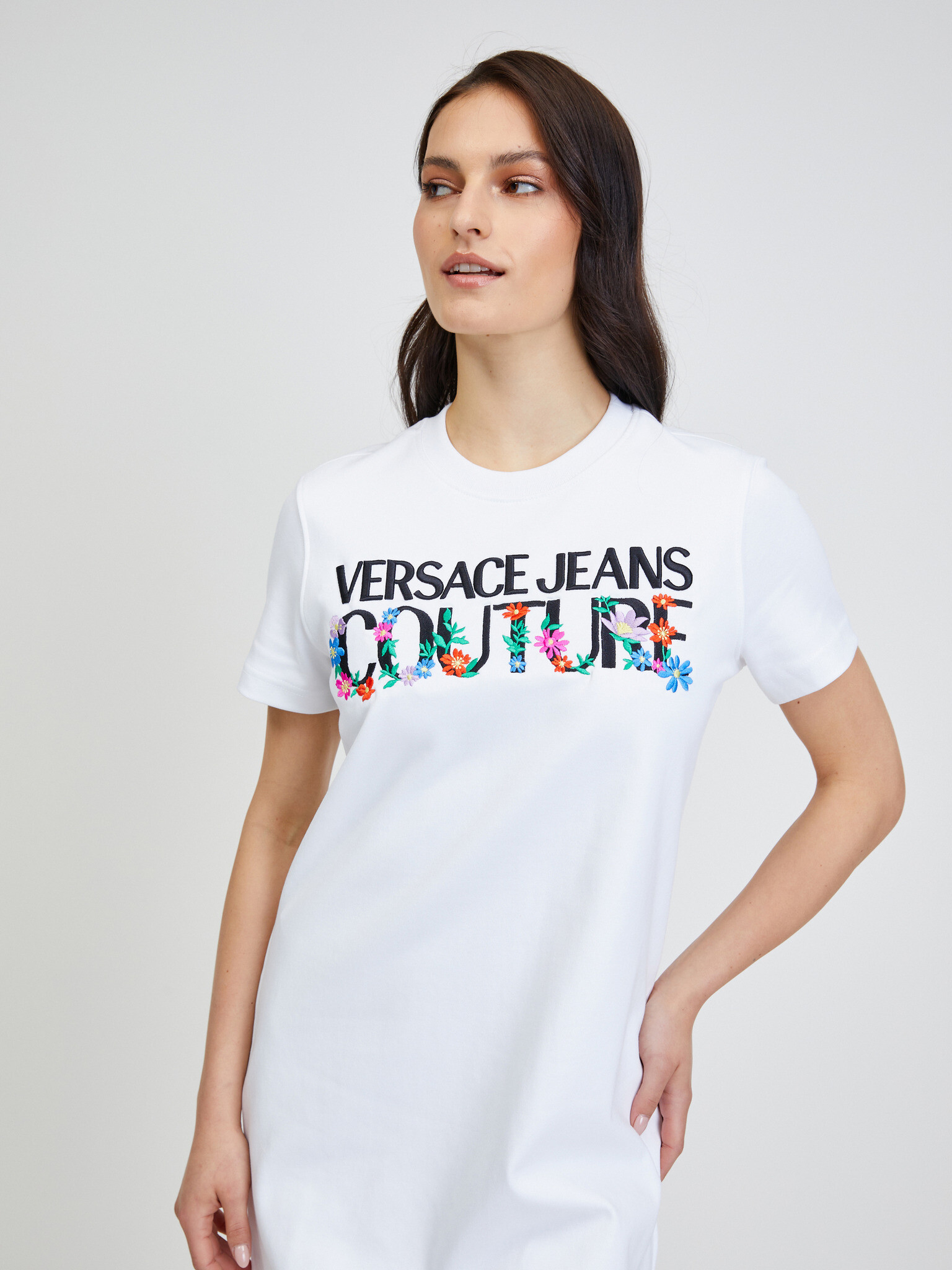 Versace Jeans Couture Flower Embro Šaty Bílá - Pepit.cz