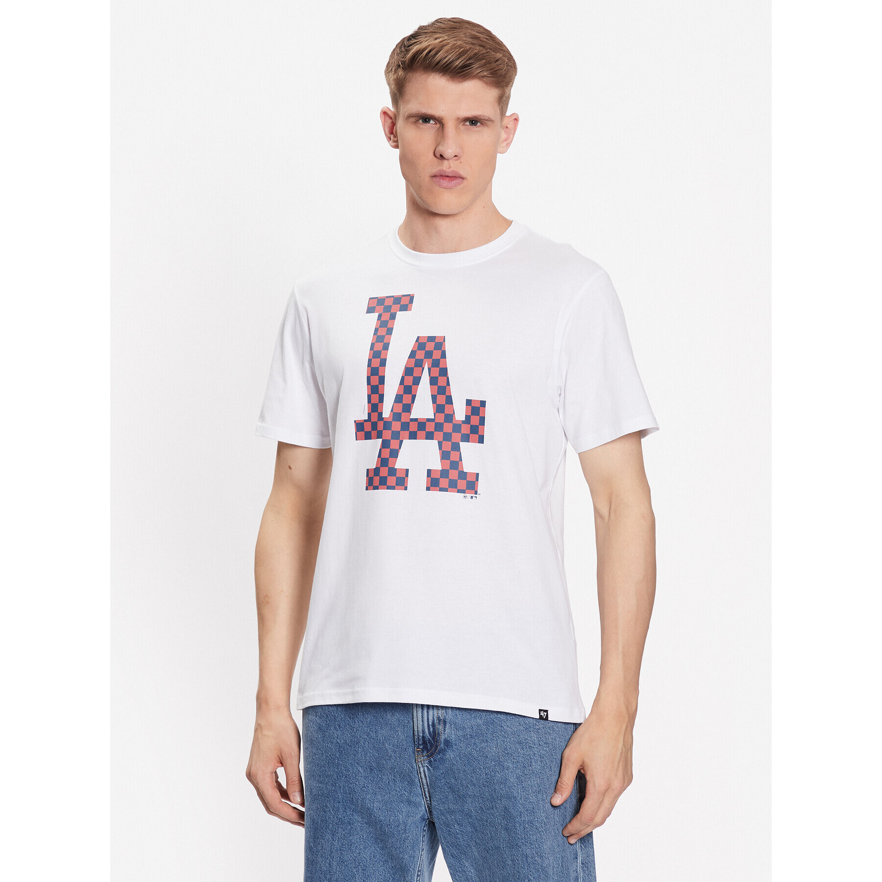 47 Brand T-Shirt Los Angeles Dodgers Check Up '47 Echo Tee Bílá Regular Fit - Pepit.cz