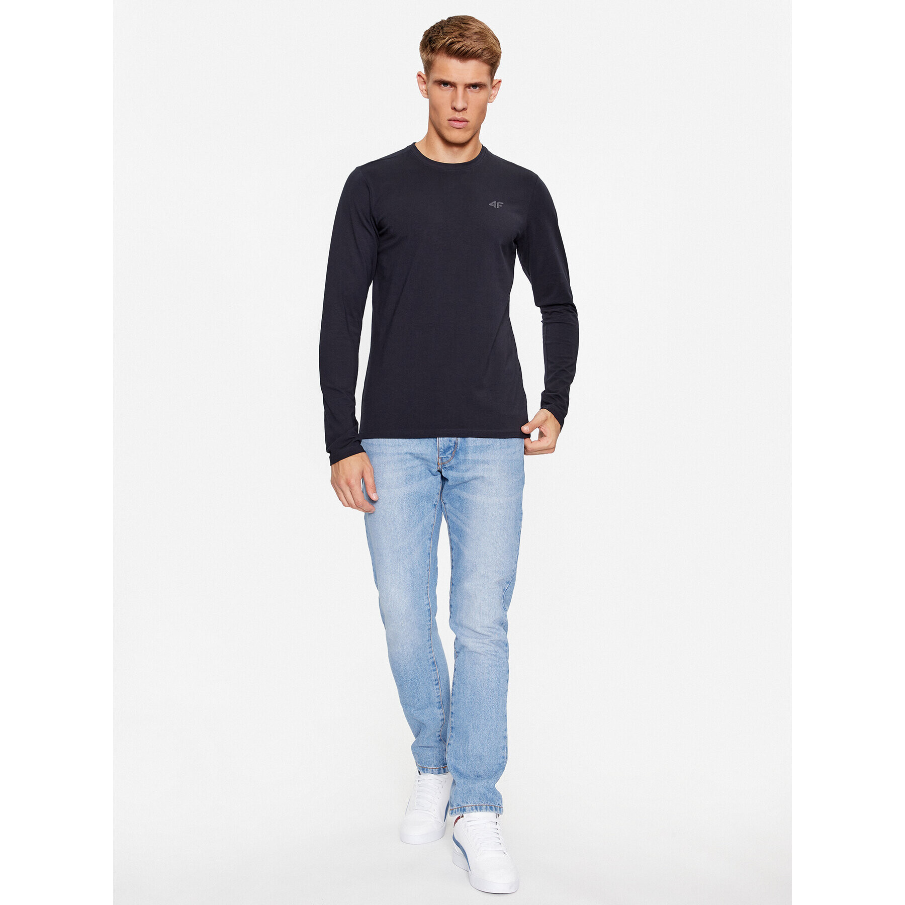 4F S dlouhým rukávem AW23TLONM155 Modrá Slim Fit - Pepit.cz