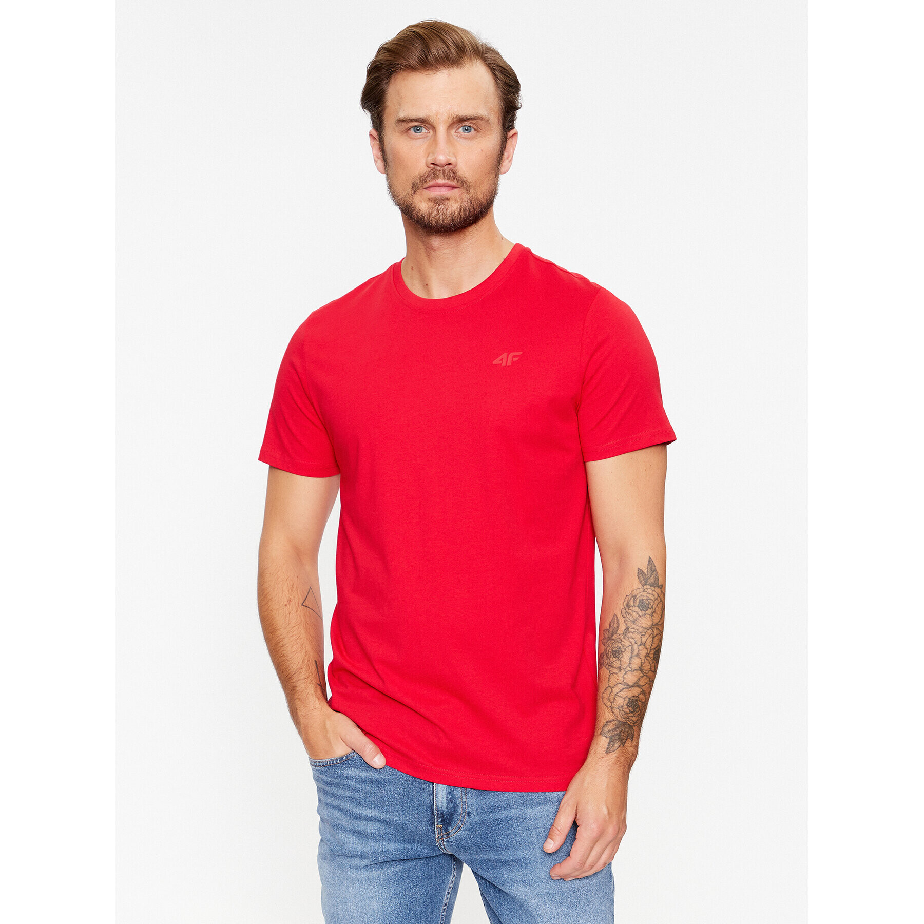 4F T-Shirt AW23TTSHM0876 Červená Regular Fit - Pepit.cz