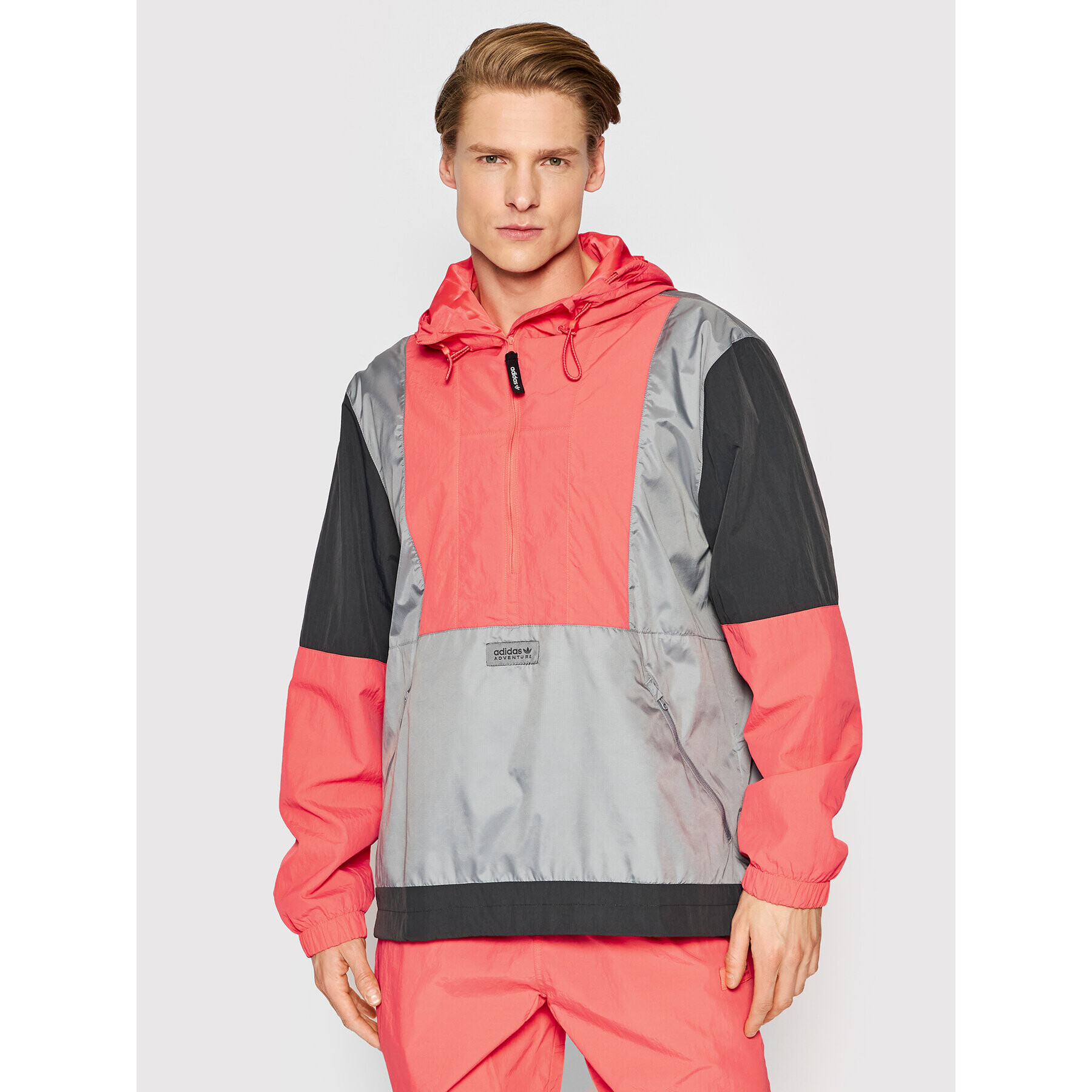 adidas Bunda anorak Adventure Blocked HF4778 Šedá Relaxed Fit - Pepit.cz