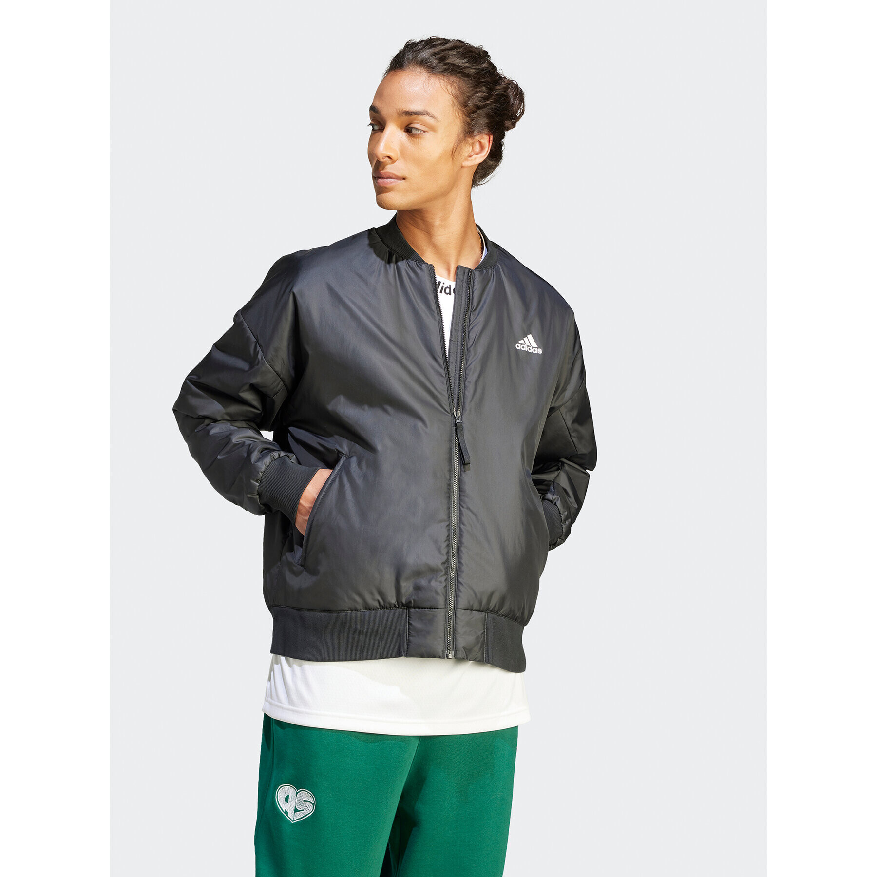 adidas Bunda bomber Brand Love Bomber IK0526 Černá Regular Fit - Pepit.cz