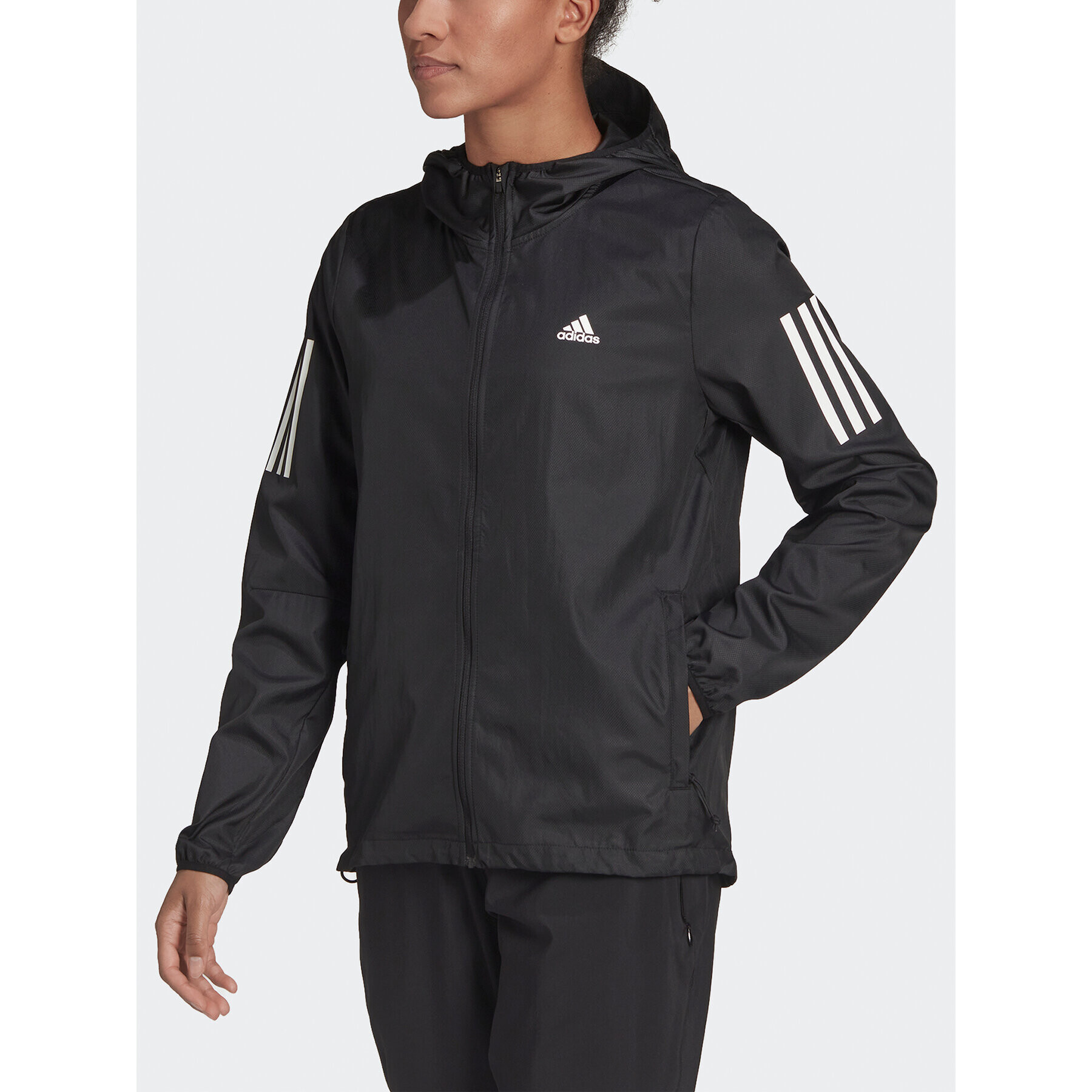 adidas Bunda pro přechodné období Own the Run Hooded Running Windbreaker H59271 Černá Regular Fit - Pepit.cz