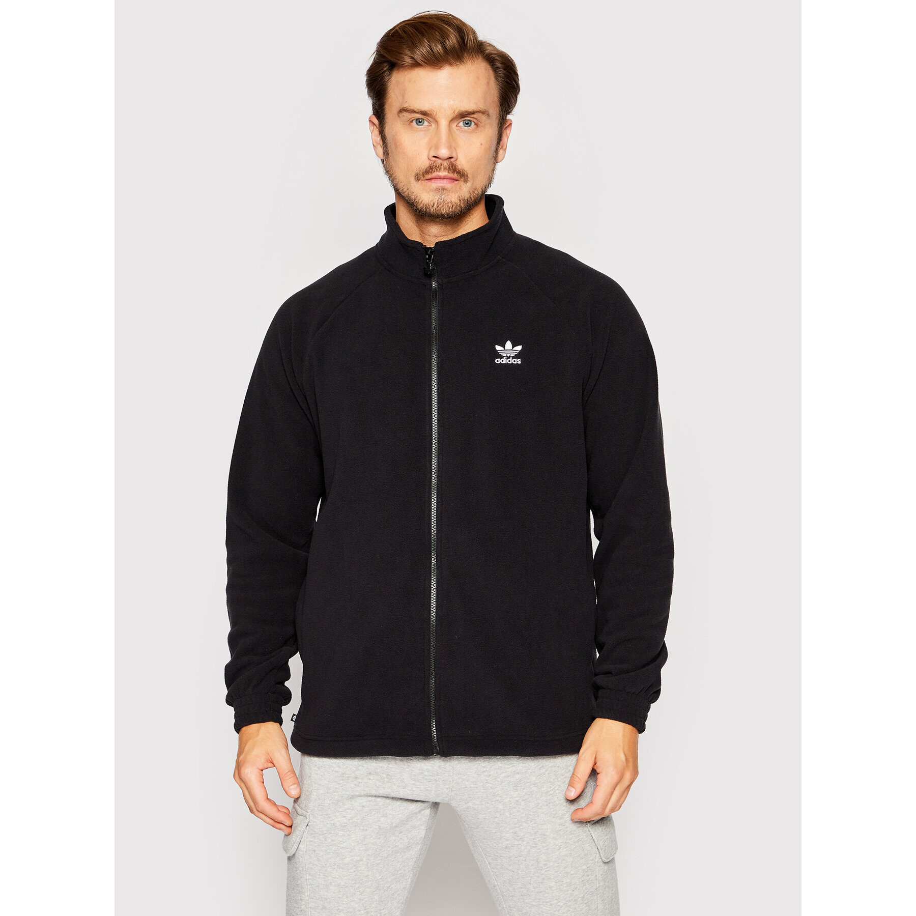 adidas Fleecová mikina adicolor Classics Trefoil Teddy Fleece HK7295 Černá Regular Fit - Pepit.cz