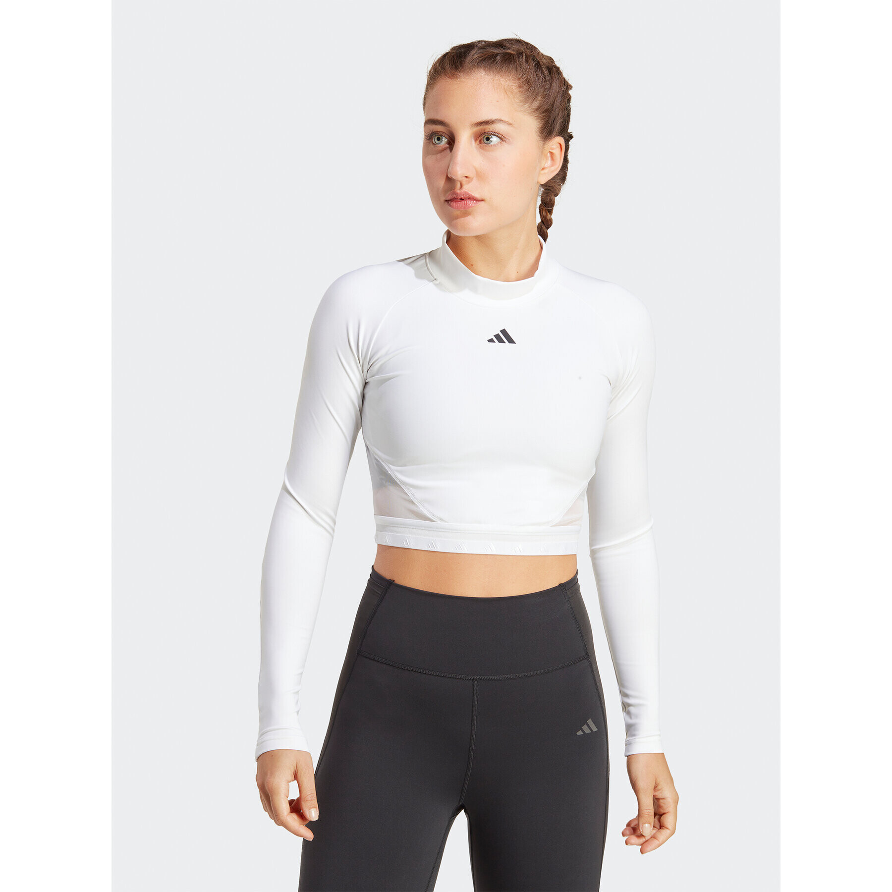 adidas Halenka AEROREADY Hyperglam Crop Long-Sleeve Top HZ2316 Bílá - Pepit.cz