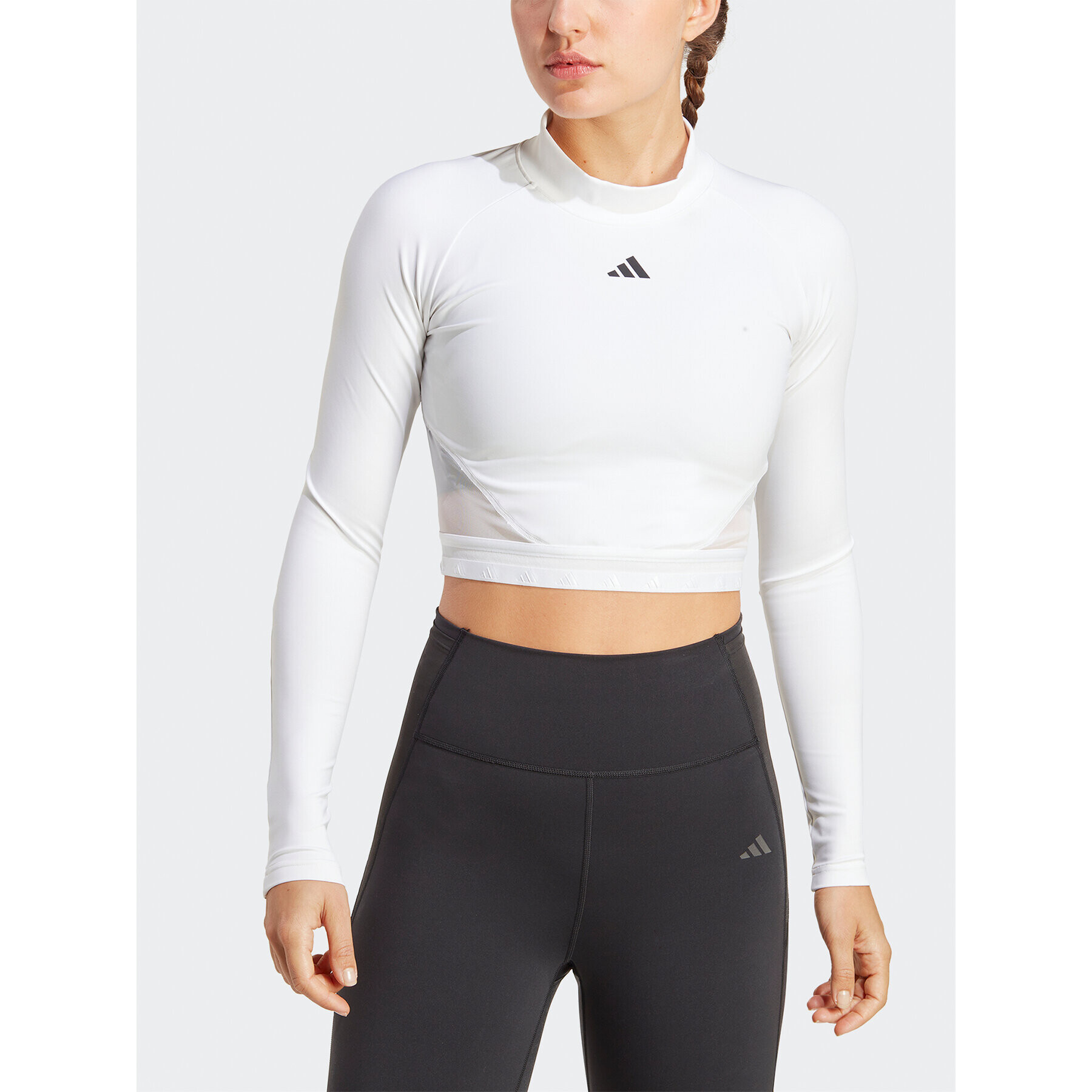 adidas Halenka AEROREADY Hyperglam Crop Long-Sleeve Top HZ2316 Bílá - Pepit.cz