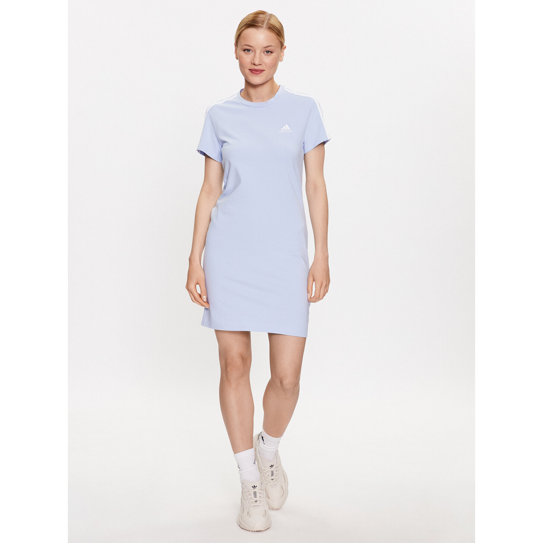 adidas Každodenní šaty Essentials 3-Stripes Tee Dress IC9885 Modrá Fitted Fit - Pepit.cz