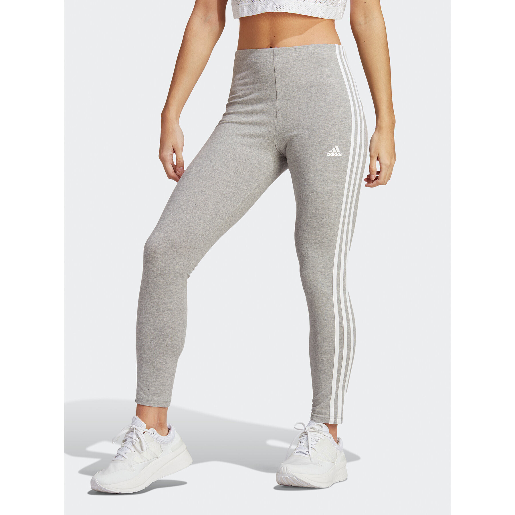 adidas Legíny Essentials 3-Stripes High-Waisted Single Jersey Leggings IC7152 Šedá - Pepit.cz