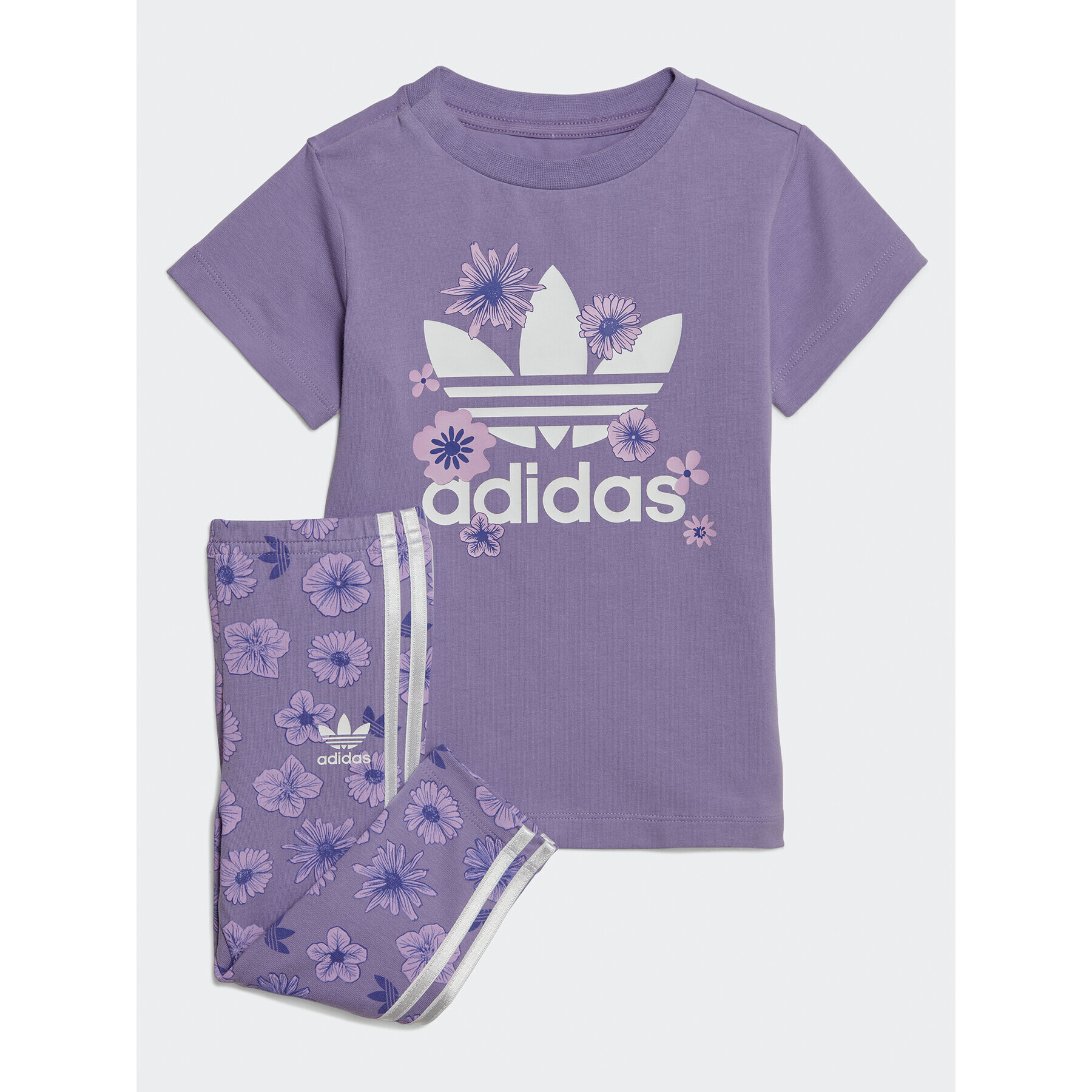 adidas Legíny Floral Dress Leggings Set IC8760 Fialová Slim Fit - Pepit.cz