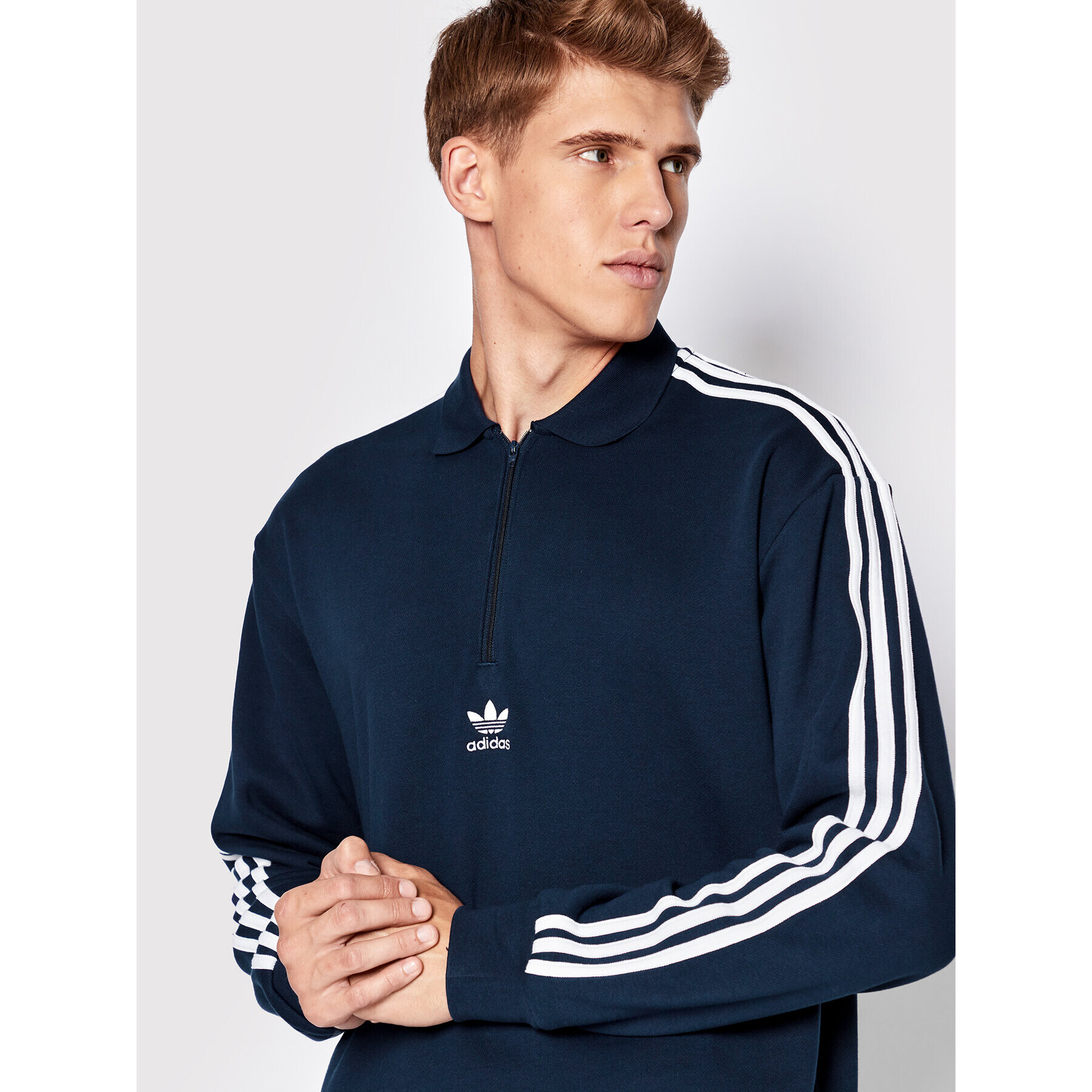 adidas Mikina adicolor 3-Stripes HK7424 Tmavomodrá Loose Fit - Pepit.cz