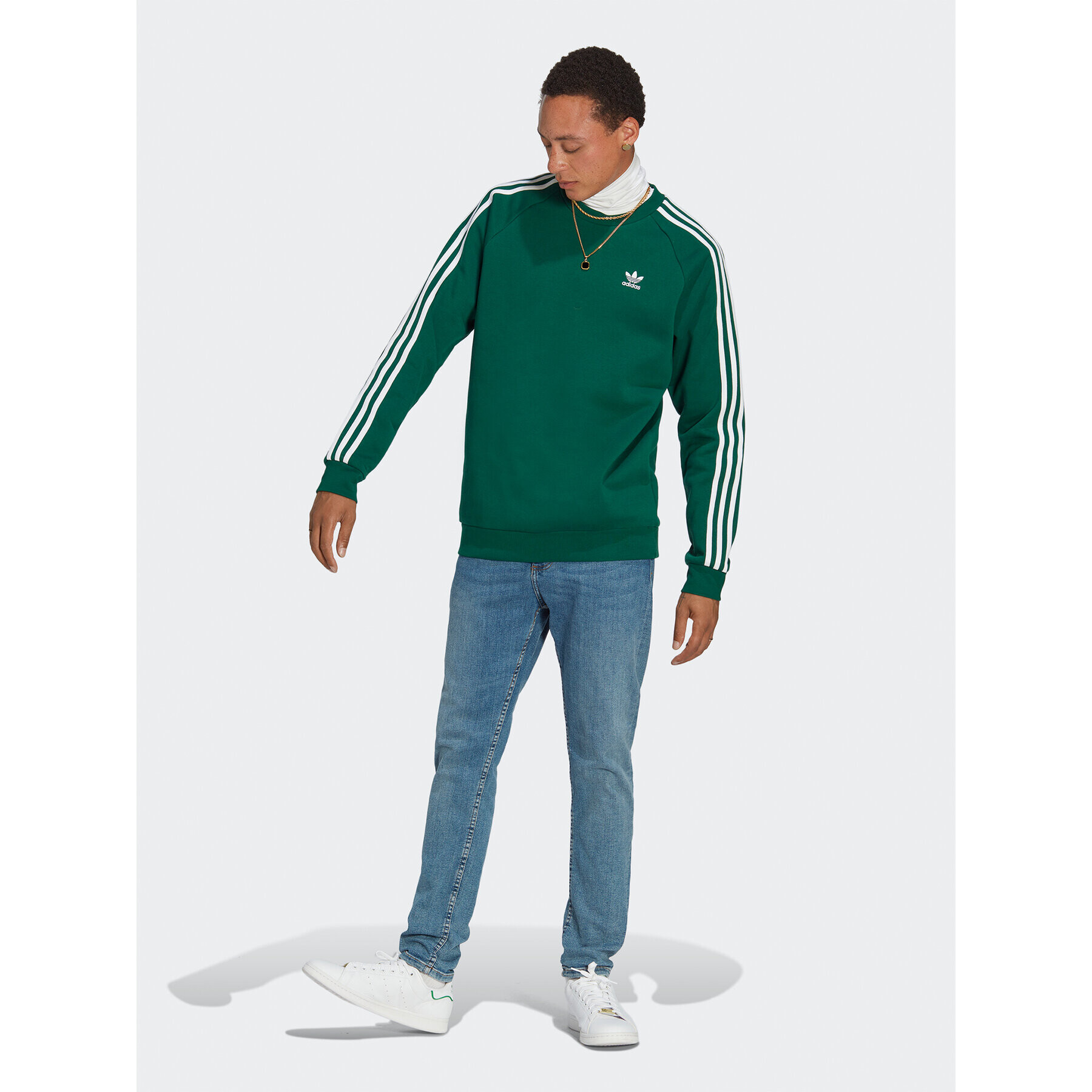 adidas Mikina Adicolor Classics 3-Stripes Crew Sweatshirt IA4863 Zelená Regular Fit - Pepit.cz