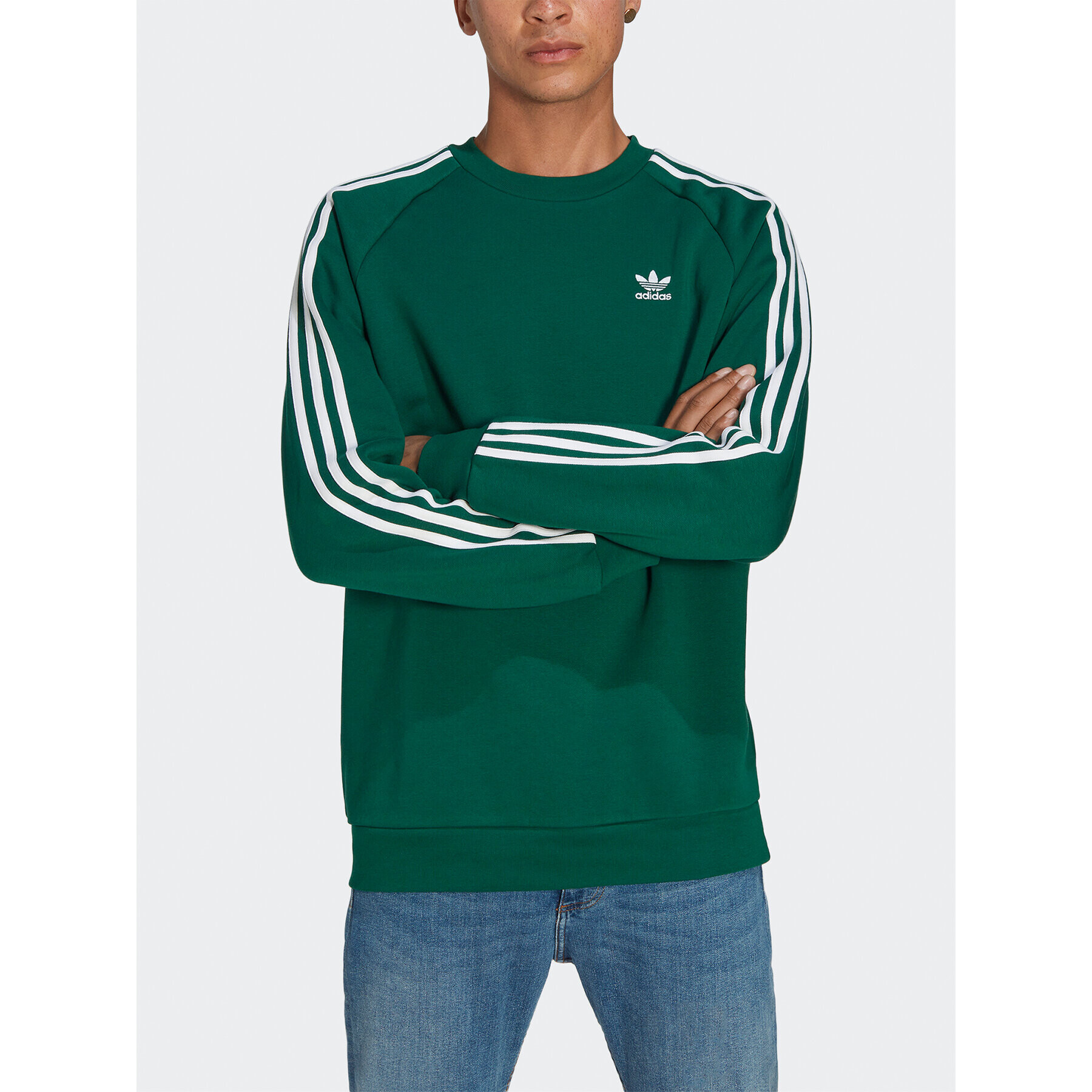 adidas Mikina Adicolor Classics 3-Stripes Crew Sweatshirt IA4863 Zelená Regular Fit - Pepit.cz