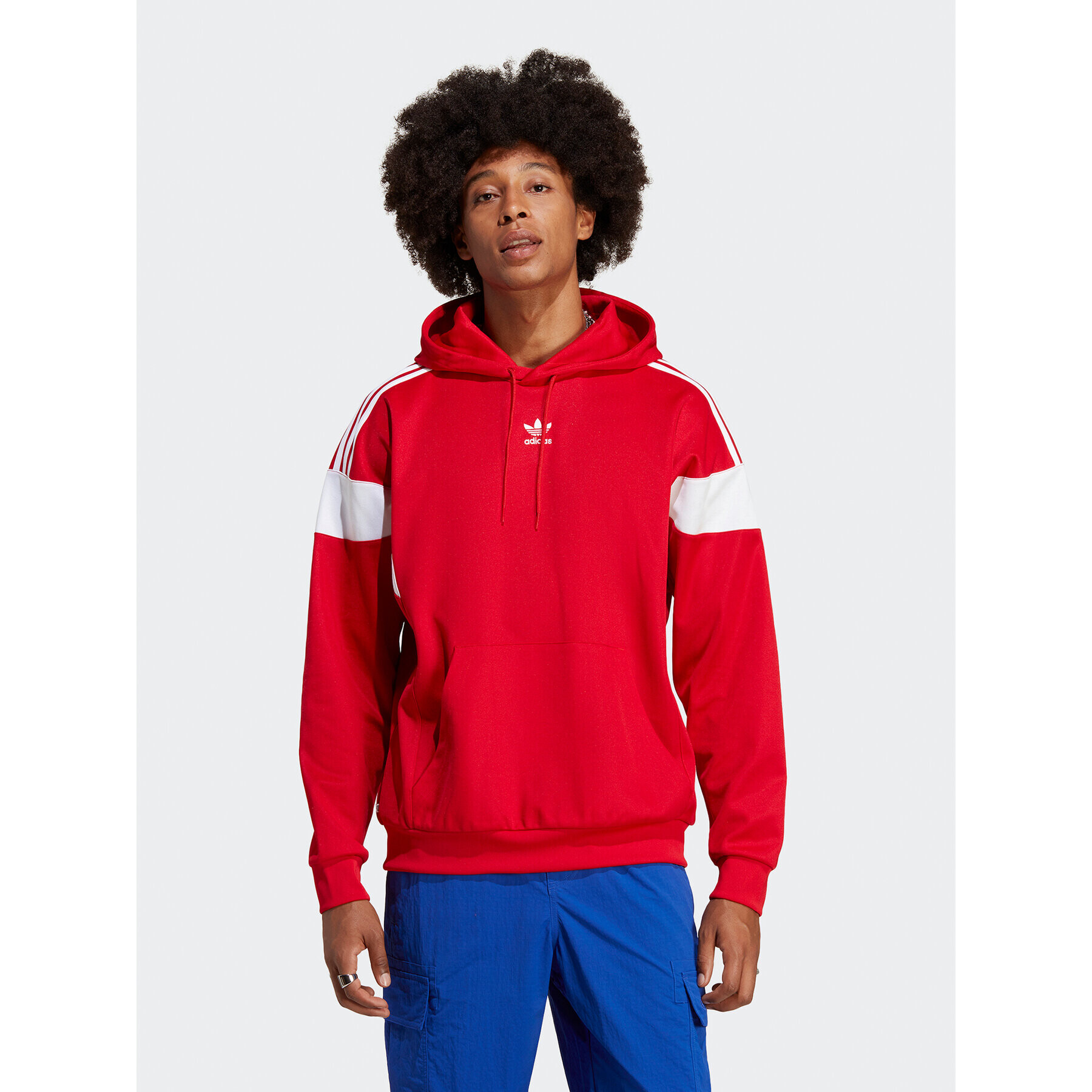 adidas Mikina Adicolor Classics Cut Line Hoodie IB9945 Červená Loose Fit - Pepit.cz