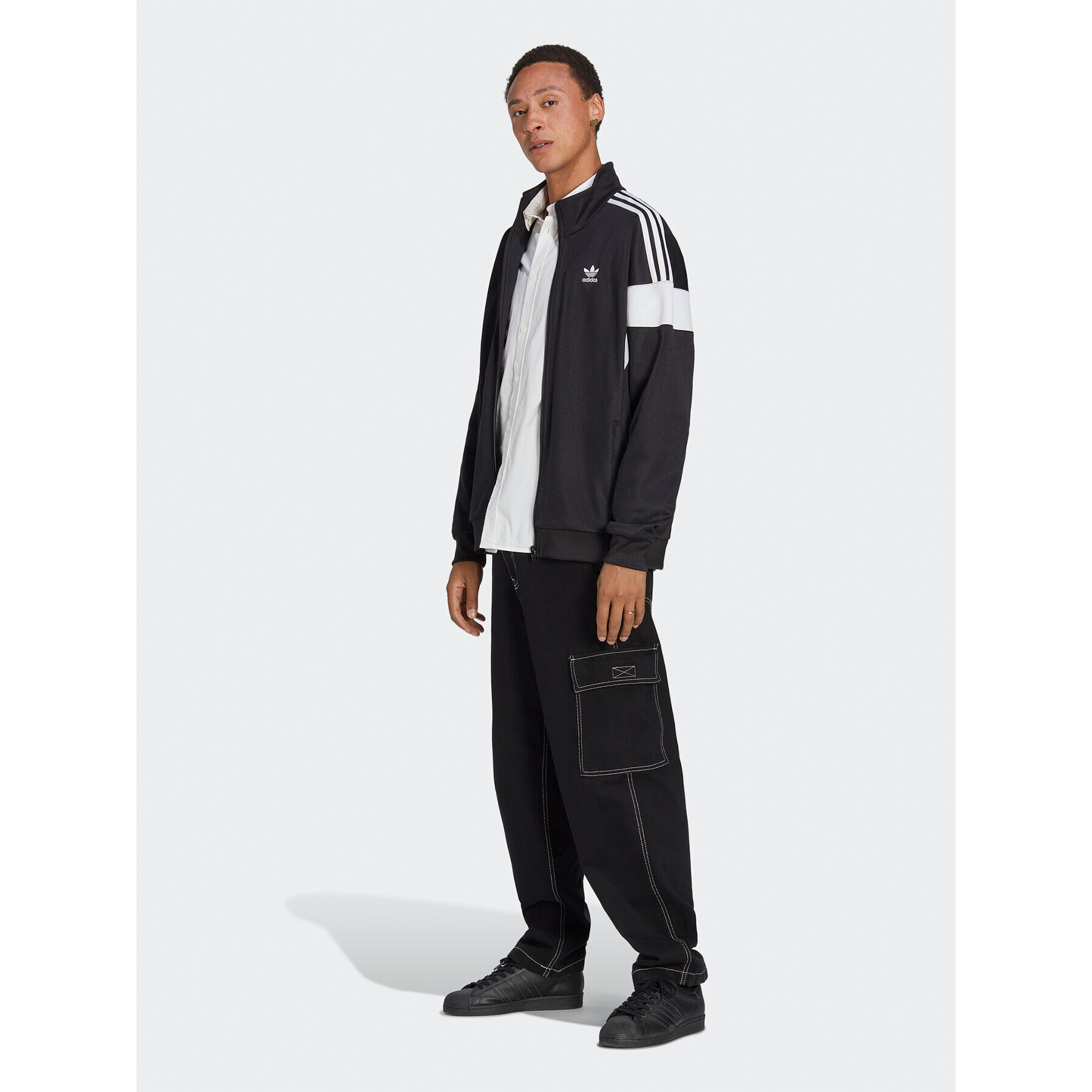 adidas Mikina Adicolor Classics Cut Line Track Top HS2064 Černá Loose Fit - Pepit.cz