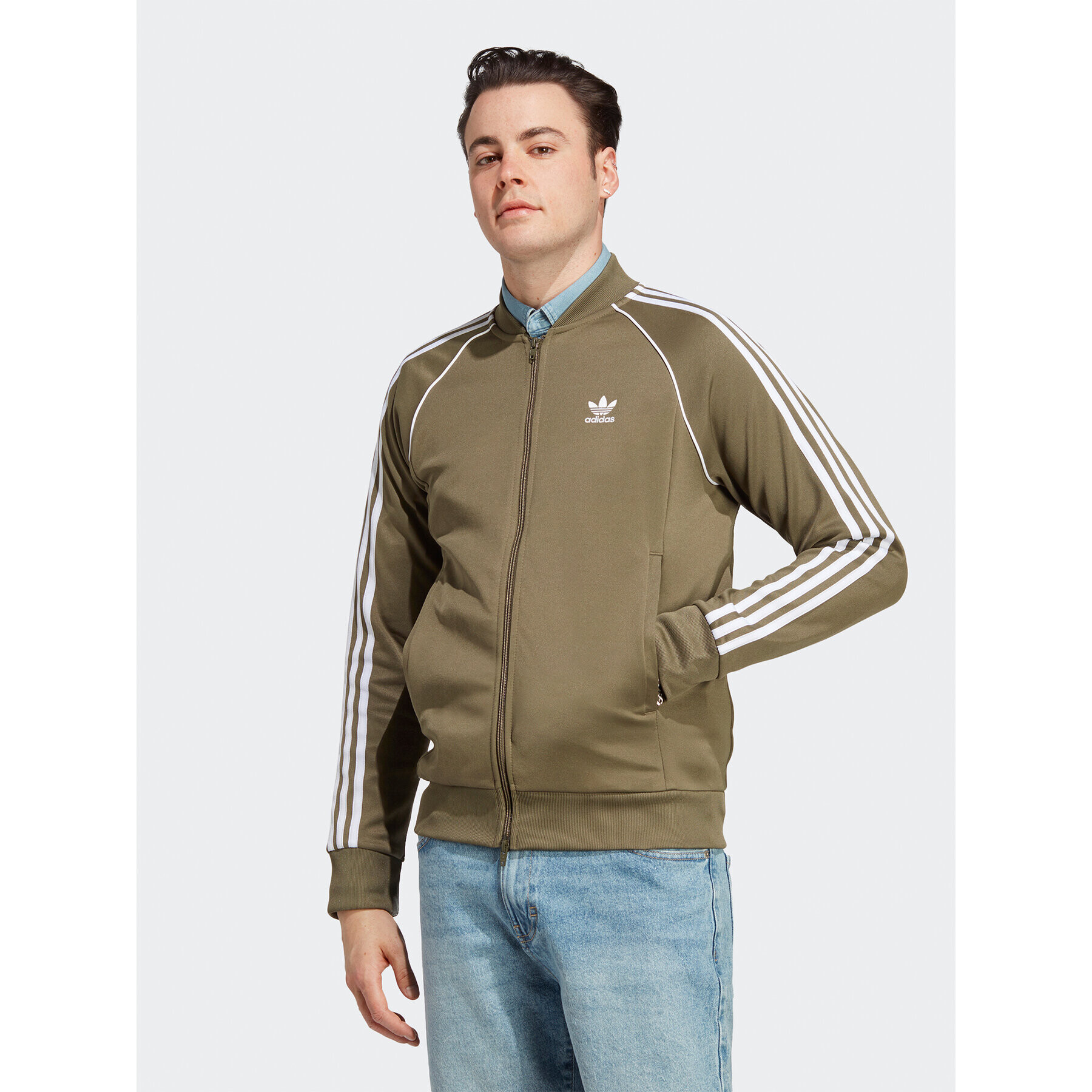 adidas Mikina Adicolor Classics SST Track Top IA4784 Zelená Slim Fit - Pepit.cz