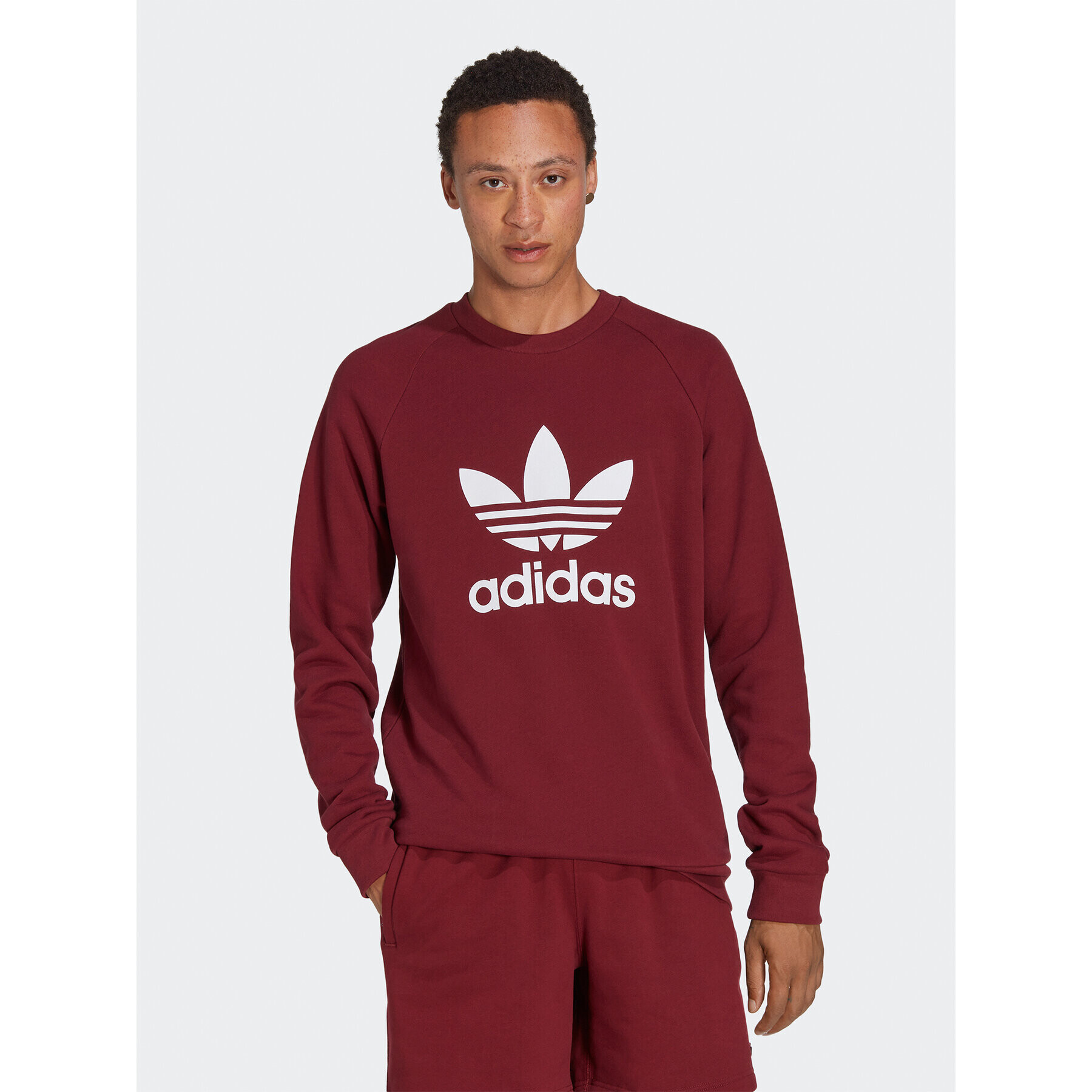 adidas Mikina Adicolor Classics Trefoil Crewneck Sweatshirt IA4856 Červená Regular Fit - Pepit.cz