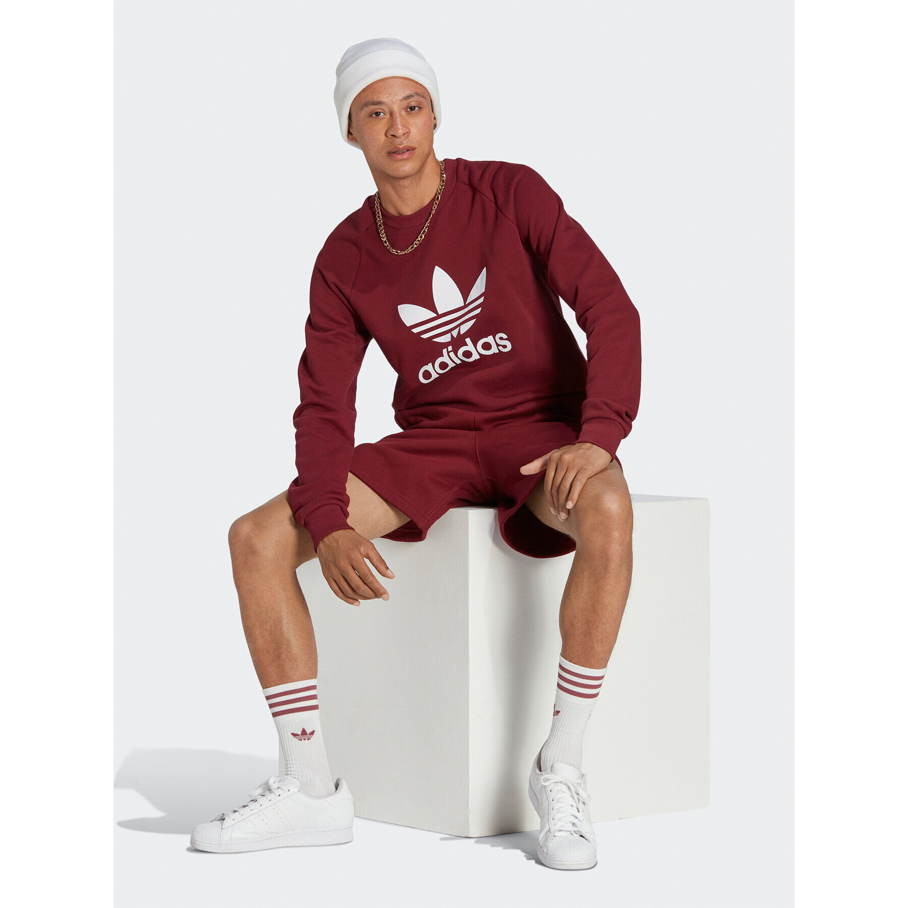 adidas Mikina Adicolor Classics Trefoil Crewneck Sweatshirt IA4856 Červená Regular Fit - Pepit.cz