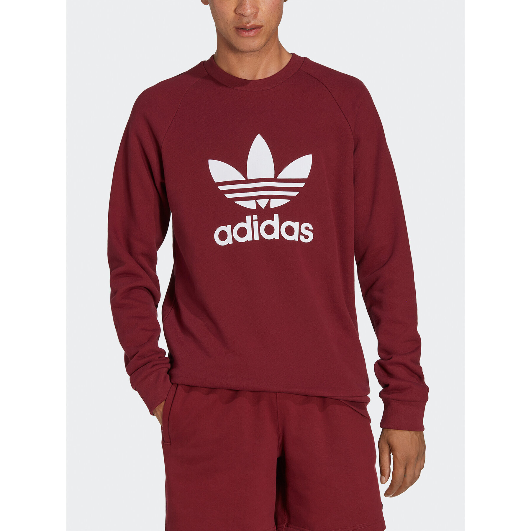 adidas Mikina Adicolor Classics Trefoil Crewneck Sweatshirt IA4856 Červená Regular Fit - Pepit.cz