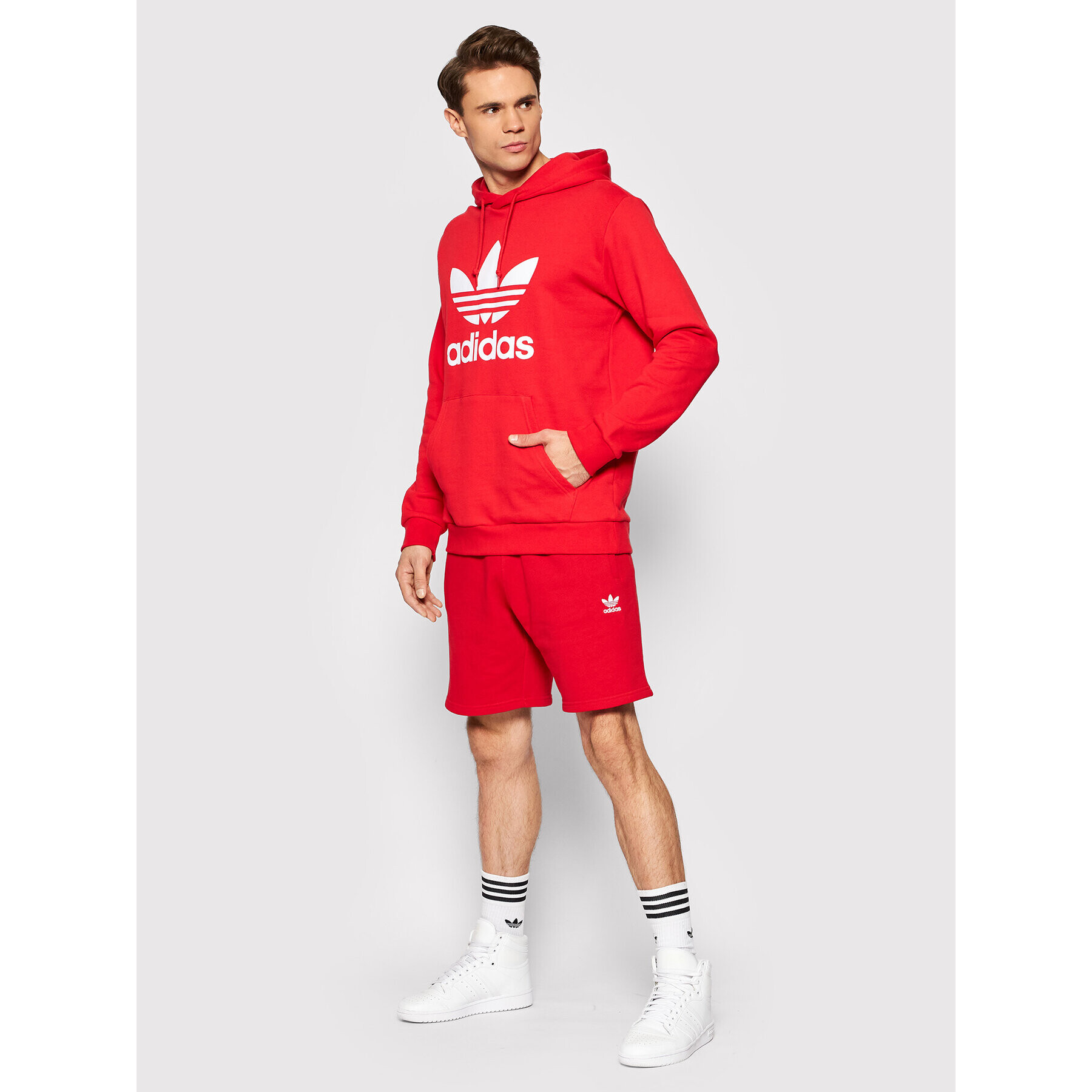 adidas Mikina adicolor Classics Trefoil HE9500 Červená Standard Fit - Pepit.cz