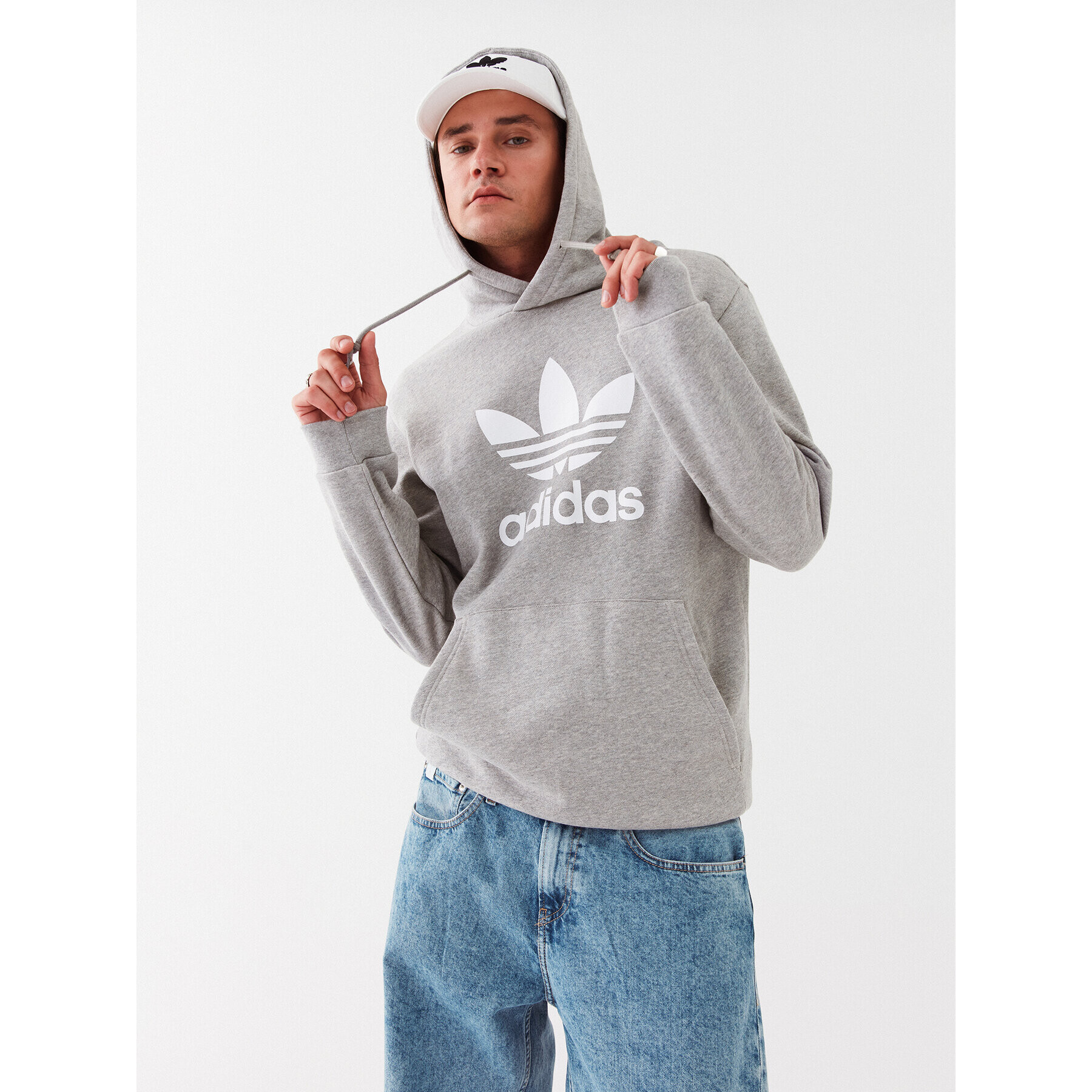 adidas Mikina adicolor Classics Trefoil Hoodie IA4884 Šedá Regular Fit - Pepit.cz