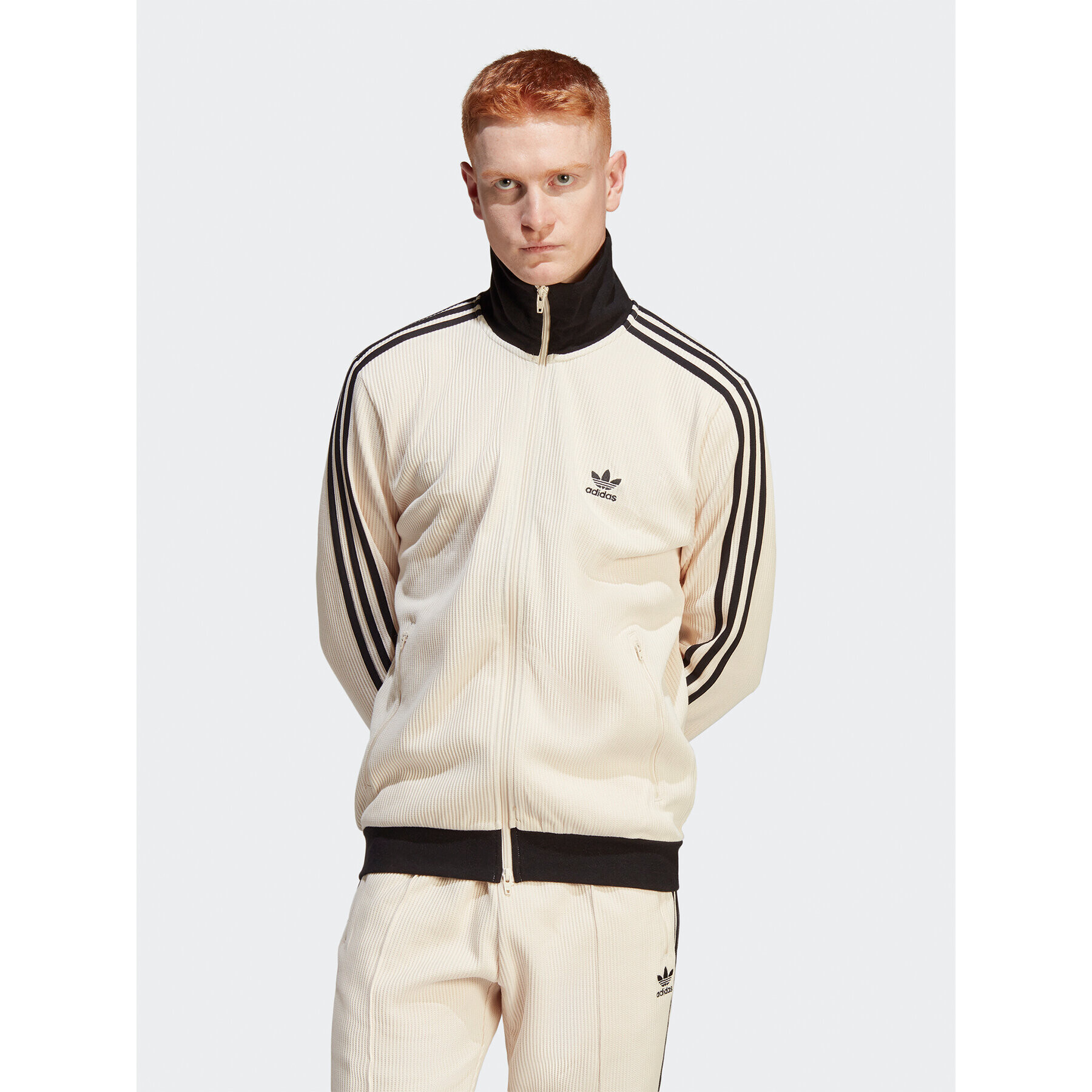 adidas Mikina Adicolor Classics Waffle Beckenbauer Track Top HR3307 Béžová Slim Fit - Pepit.cz