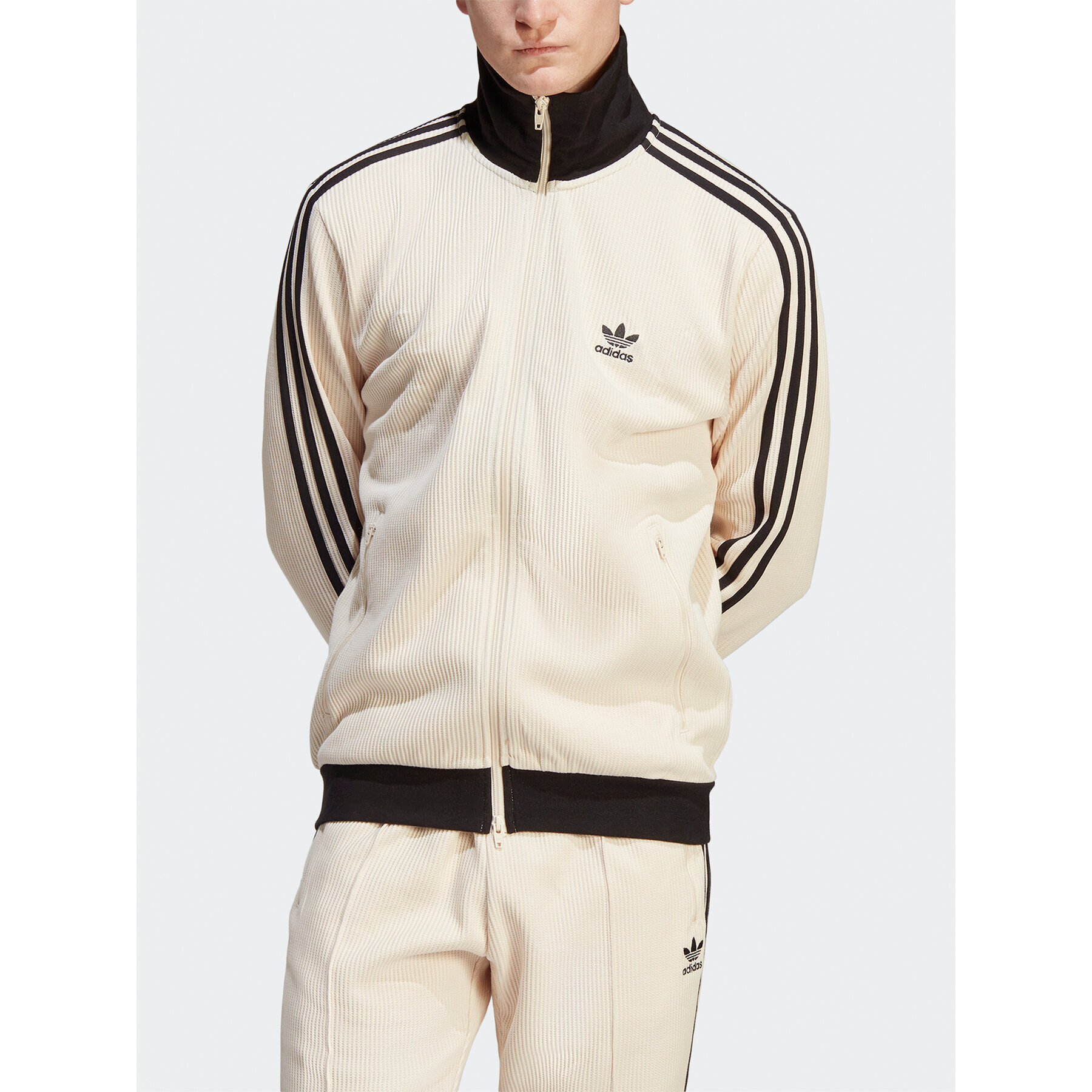 adidas Mikina Adicolor Classics Waffle Beckenbauer Track Top HR3307 Béžová Slim Fit - Pepit.cz