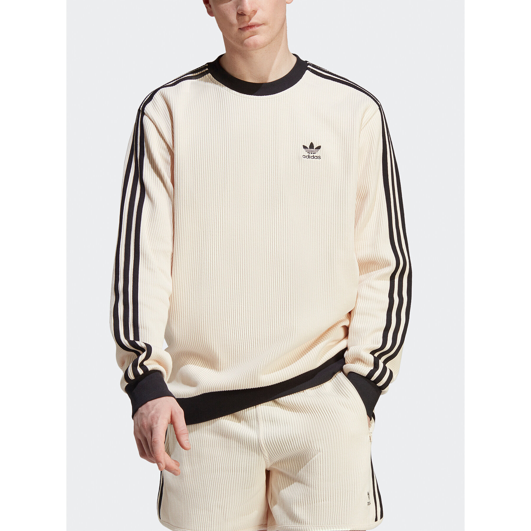 adidas Mikina Adicolor Classics Waffle Crew HA9309 Béžová Regular Fit - Pepit.cz