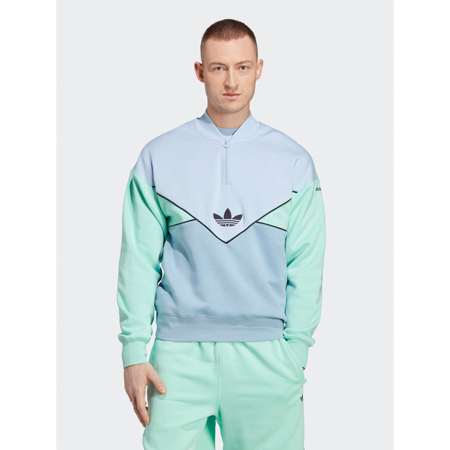 adidas Mikina Adicolor Seasonal Archive Half-Zip Crew Sweatshirt HR5340 Modrá Regular Fit - Pepit.cz