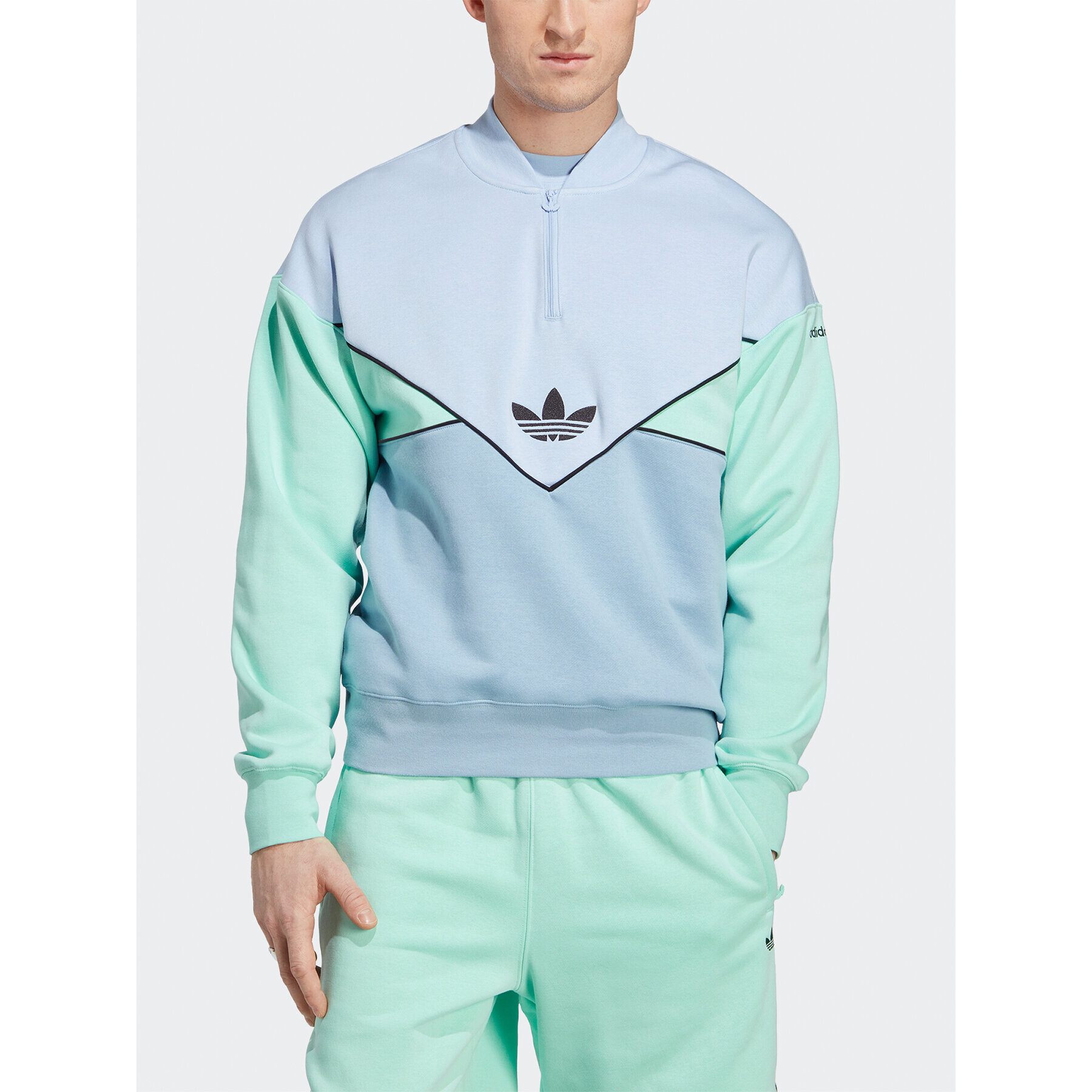 adidas Mikina Adicolor Seasonal Archive Half-Zip Crew Sweatshirt HR5340 Modrá Regular Fit - Pepit.cz