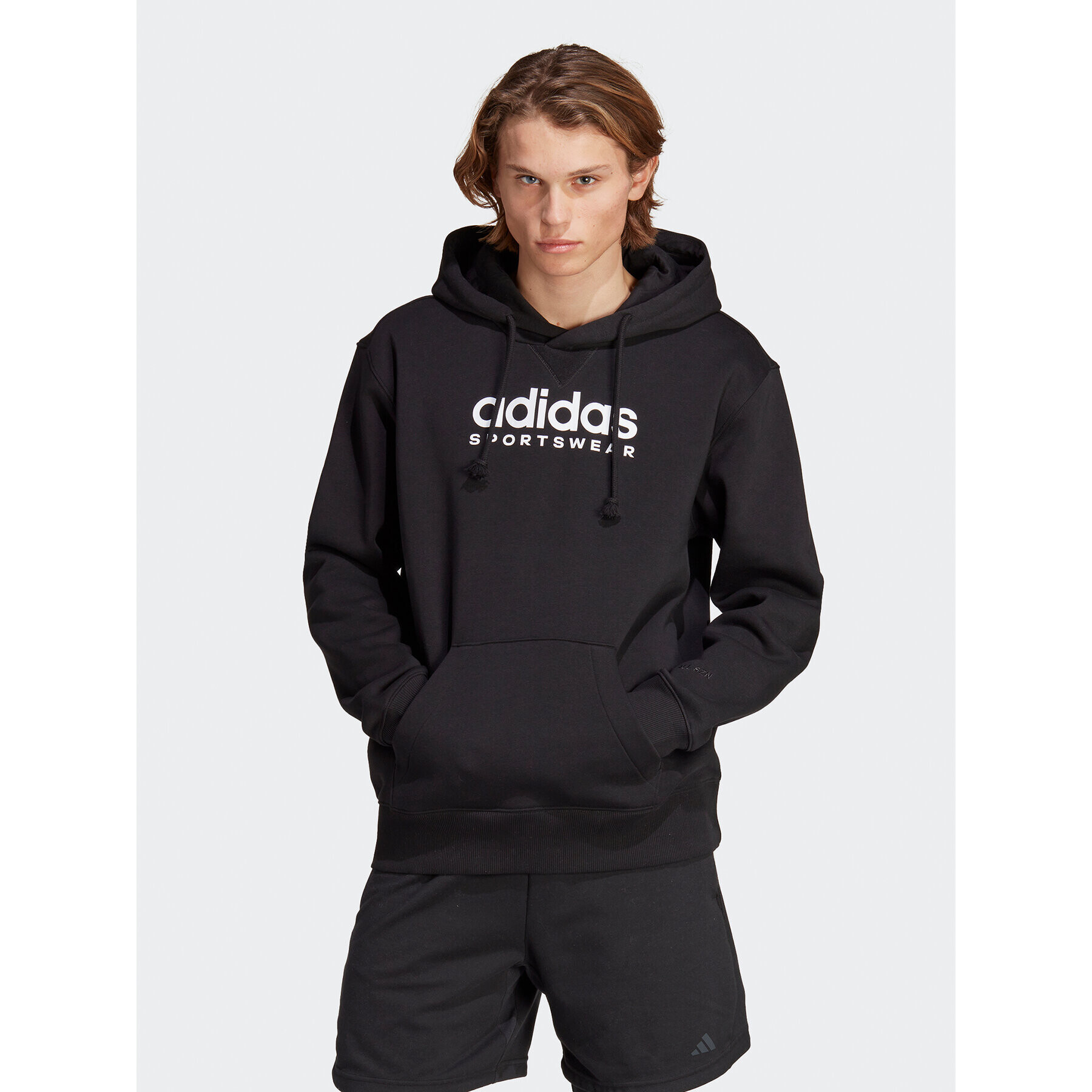 adidas Mikina All SZN Fleece Graphic Hoodie IC9771 Černá Loose Fit - Pepit.cz