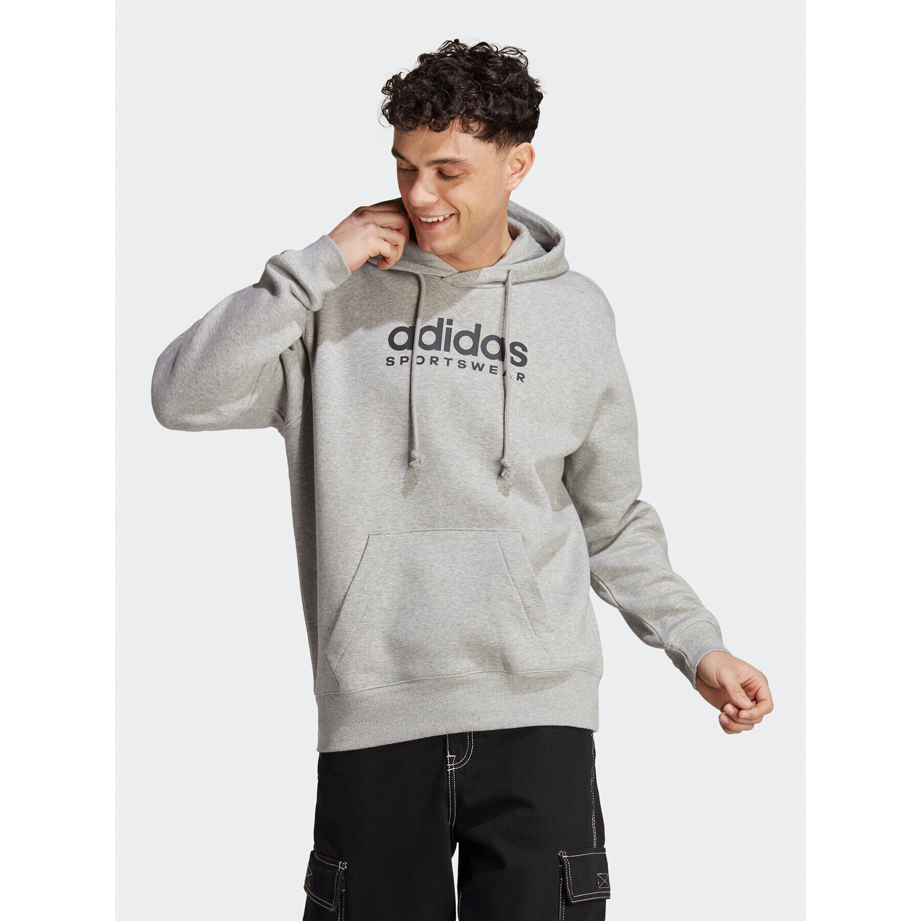 adidas Mikina All SZN Fleece Graphic Hoodie IC9772 Šedá Loose Fit - Pepit.cz