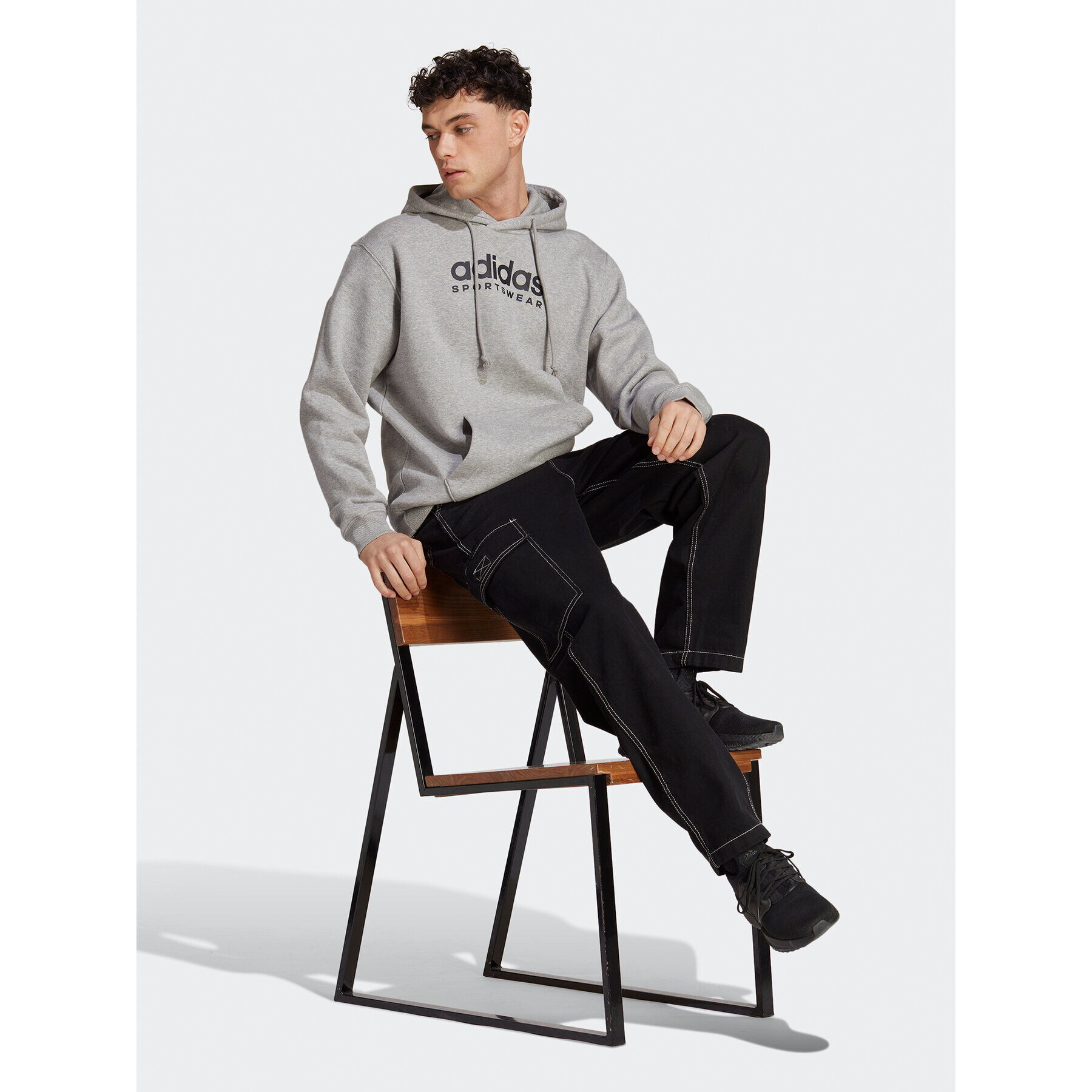 adidas Mikina All SZN Fleece Graphic Hoodie IC9772 Šedá Loose Fit - Pepit.cz