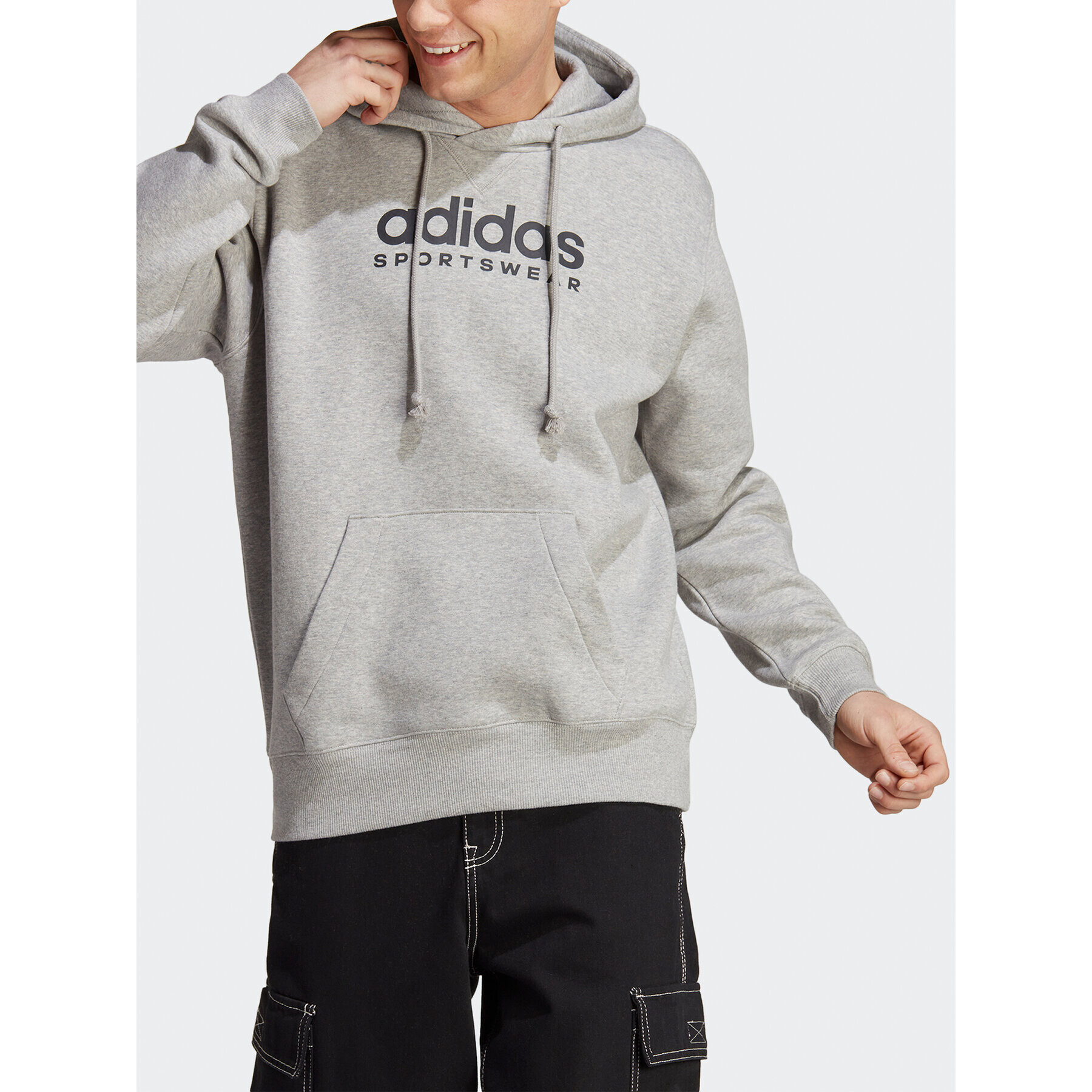 adidas Mikina All SZN Fleece Graphic Hoodie IC9772 Šedá Loose Fit - Pepit.cz