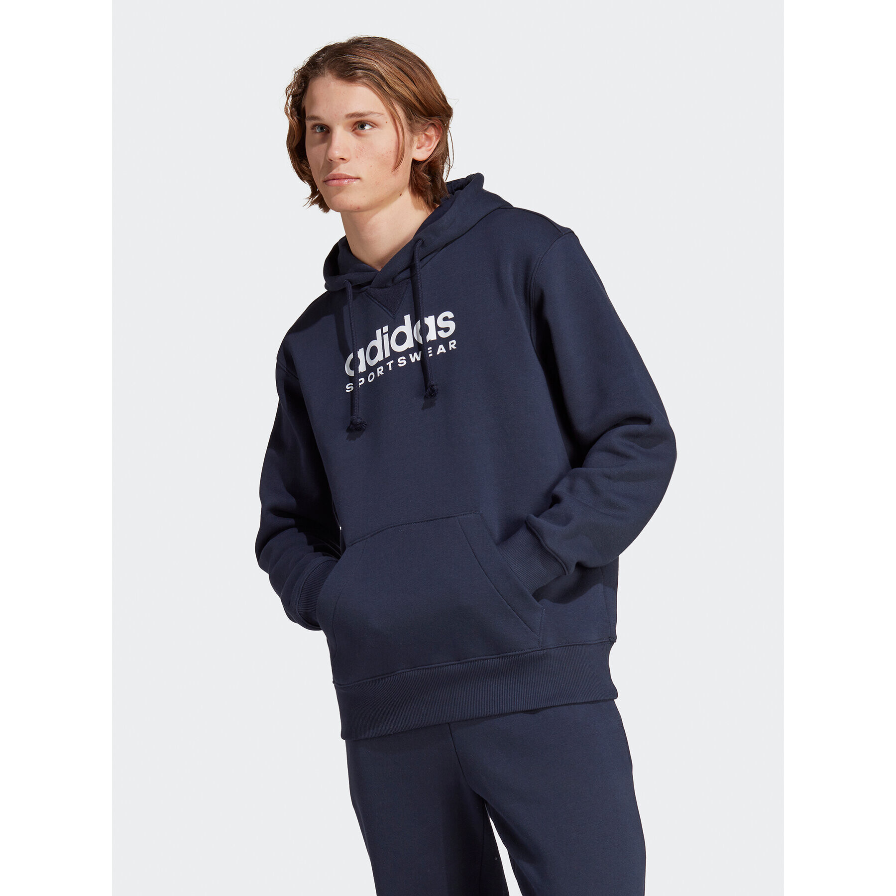 adidas Mikina All SZN Fleece Graphic Hoodie IC9774 Modrá Loose Fit - Pepit.cz