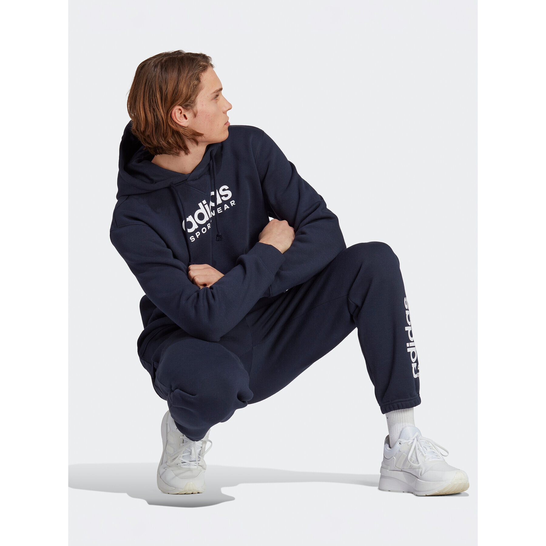 adidas Mikina All SZN Fleece Graphic Hoodie IC9774 Modrá Loose Fit - Pepit.cz