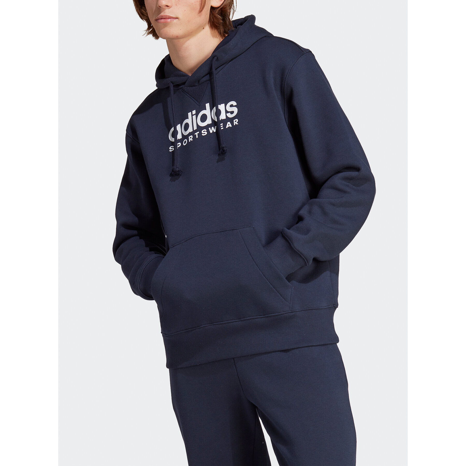 adidas Mikina All SZN Fleece Graphic Hoodie IC9774 Modrá Loose Fit - Pepit.cz