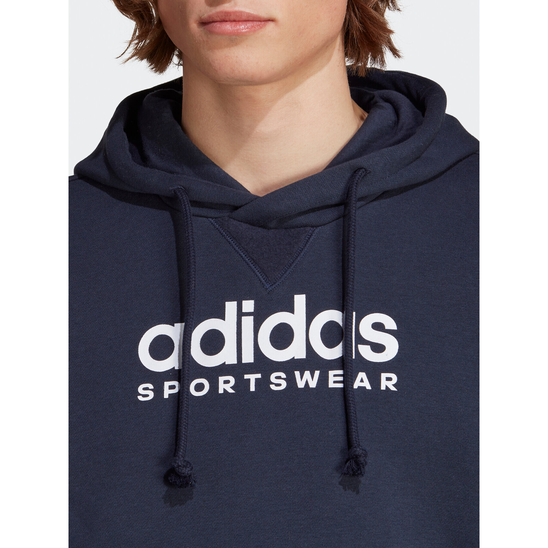 adidas Mikina All SZN Fleece Graphic Hoodie IC9774 Modrá Loose Fit - Pepit.cz